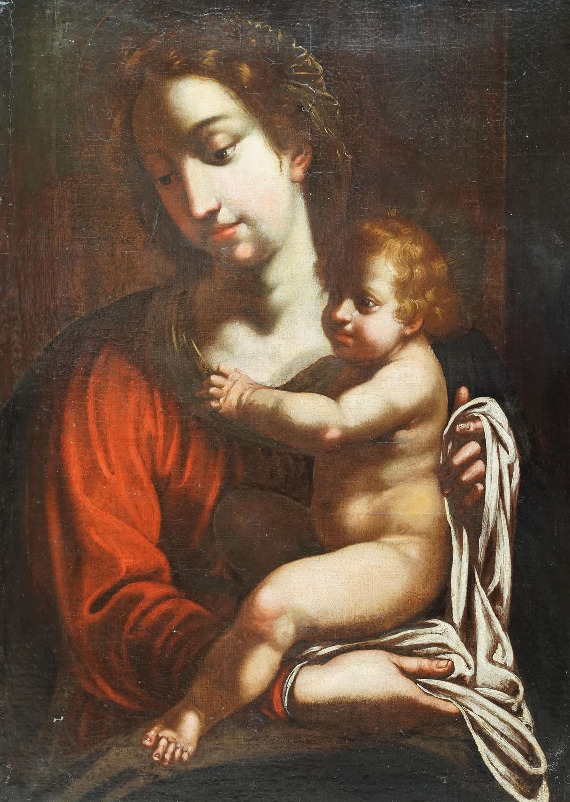 Art Madonna And Child  Italian Old Master Religious Art Portrait Oil Paintingcirca 1700 photo