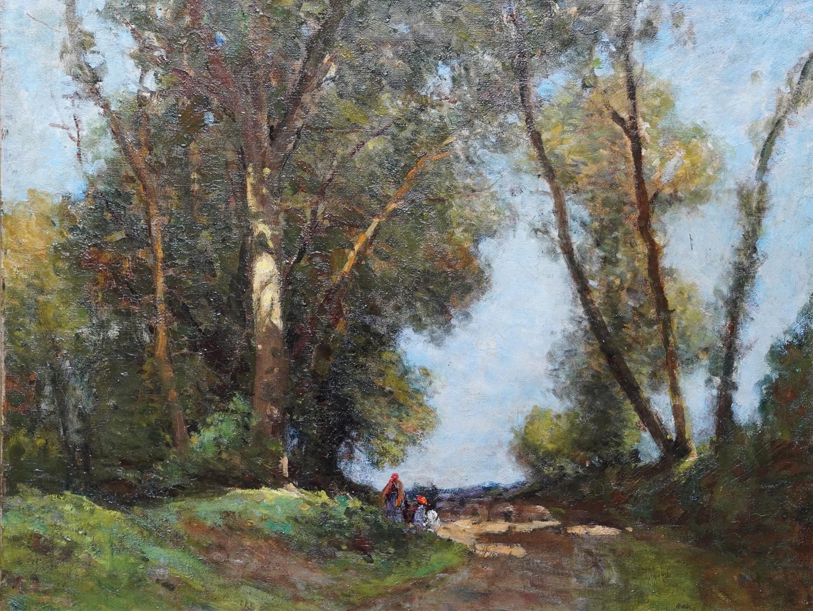 Figures On A Woodland Path   British Edwardian Art Landscape Oil Paintingcirca 1910 photo furniture