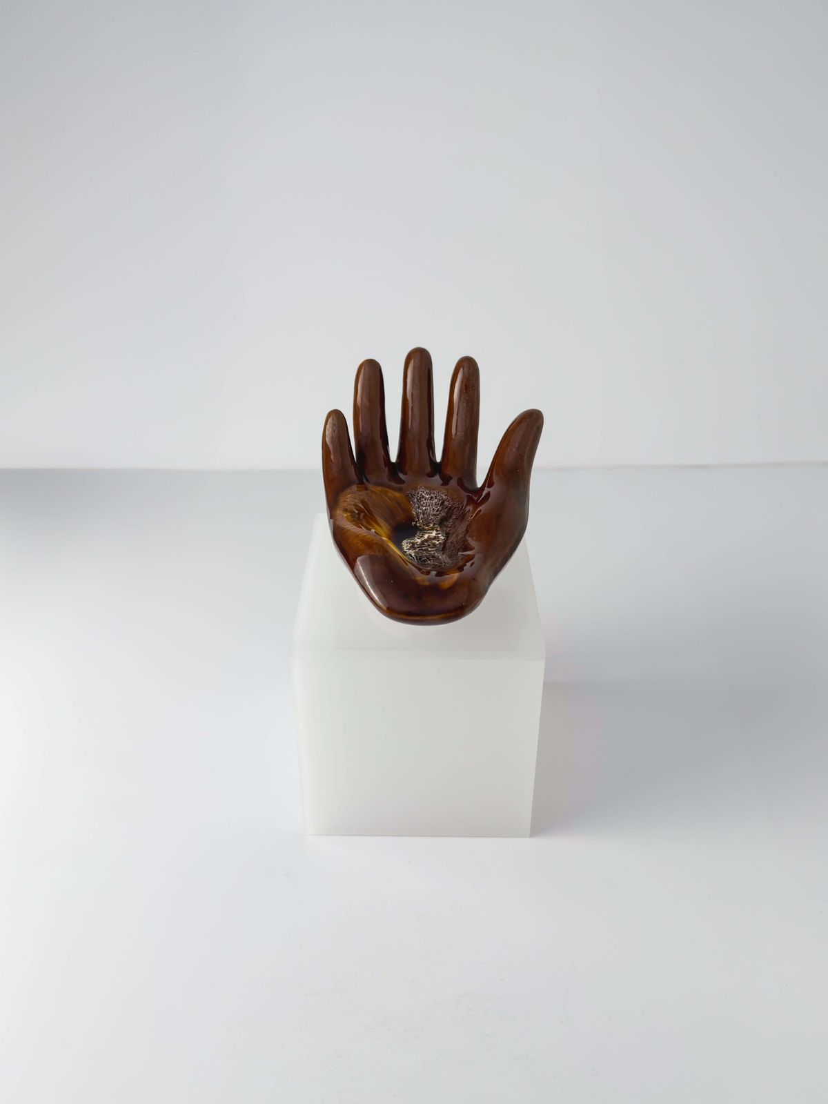 Vallauris Hand Shaped Ceramic Dish, Brown & Amber Glaze, France, C. 1960s photo 204.0