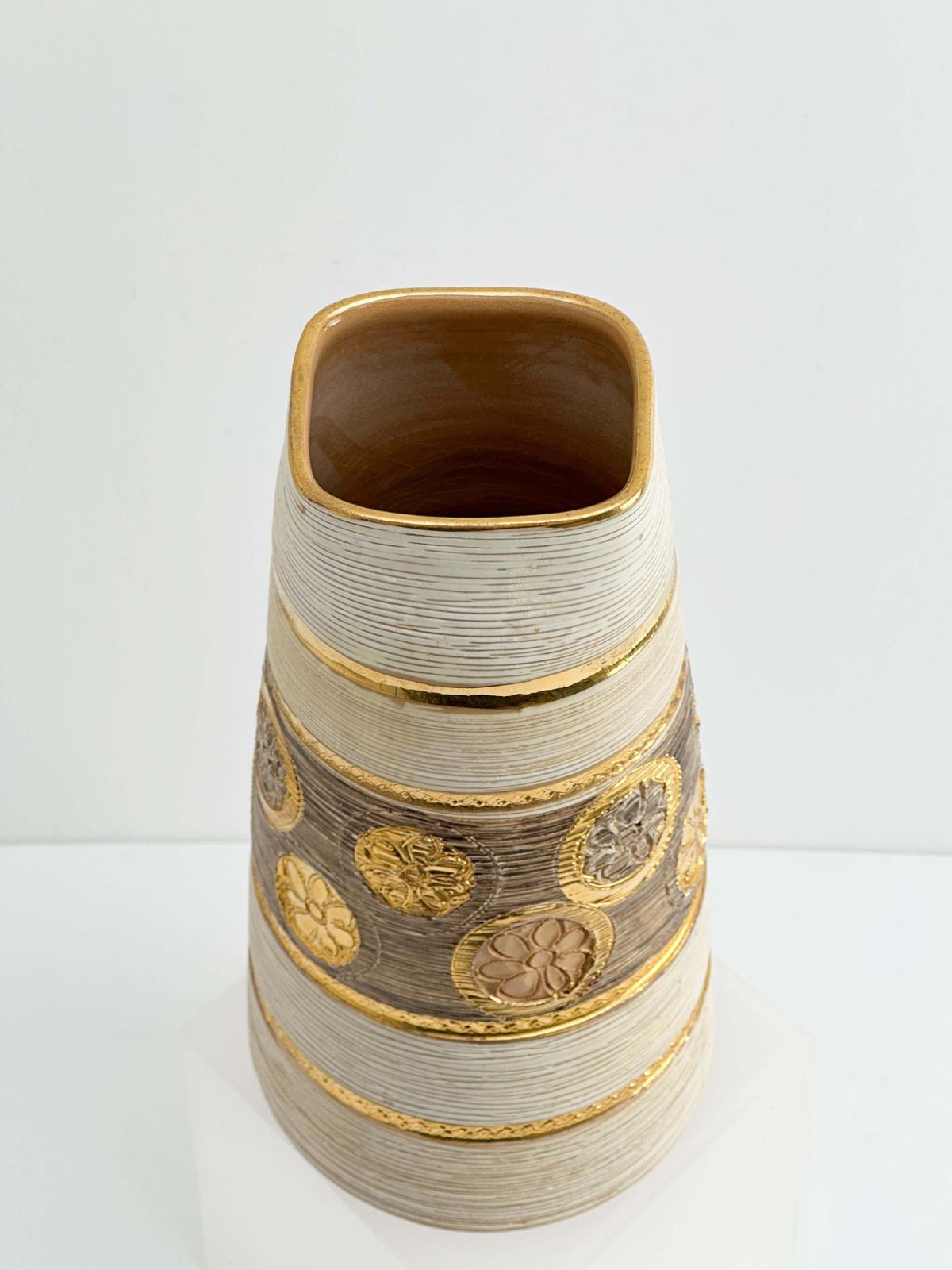 Italian Mid Century Sgraffito Vase By Fratelli Fanciullacci For Elbee photo Home Decor