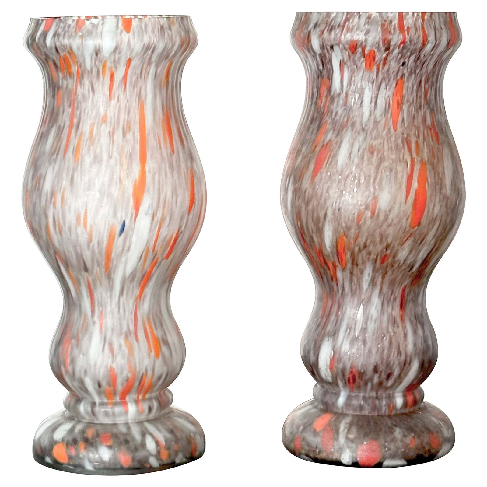 Pair Of 1930s French Art Deco Marbled Glass Vases