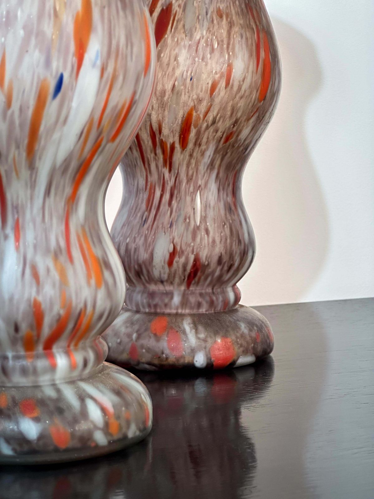 Pair Of 1930s French Art Deco Marbled Glass Vases photo 400.0