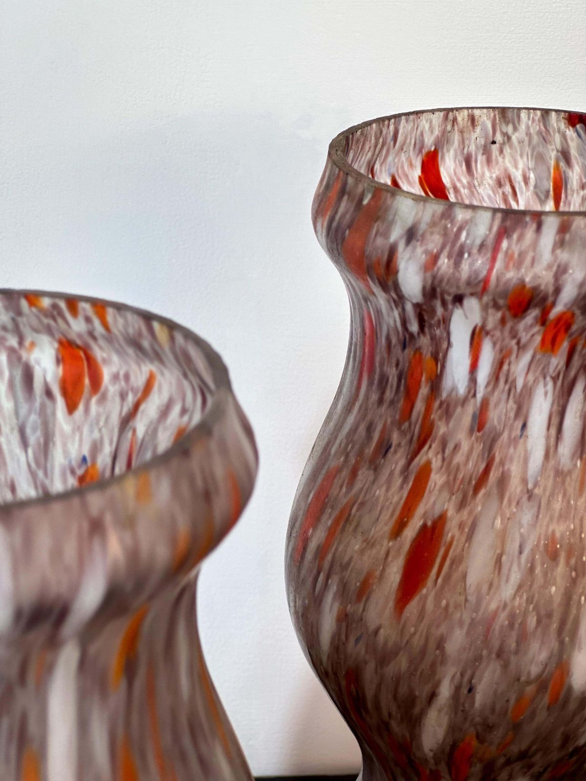 Pair Of 1930s French Art Deco Marbled Glass Vases photo vinterior