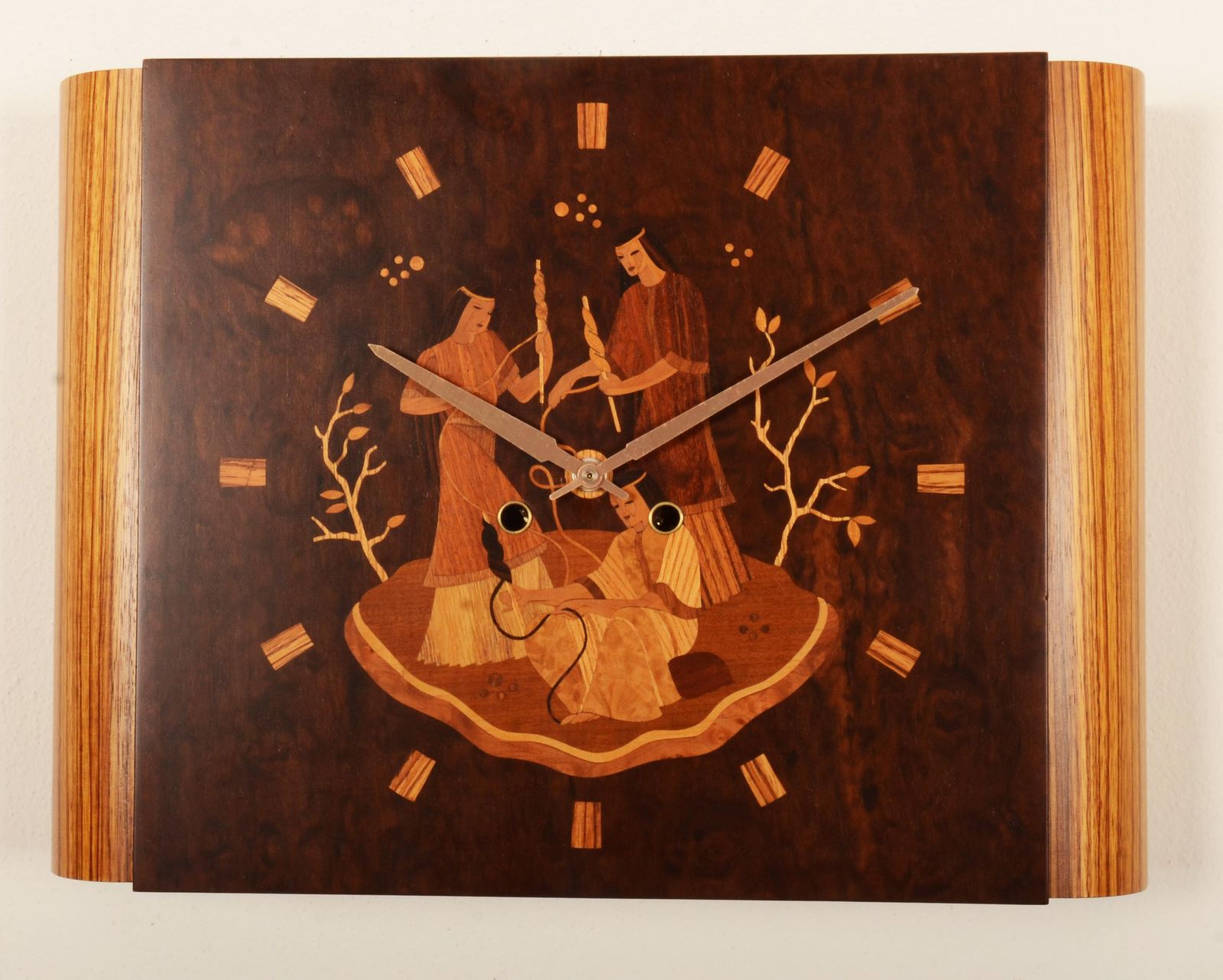 photo furniture Wall Clock By Mjolby Intarsia From The Late 1930s