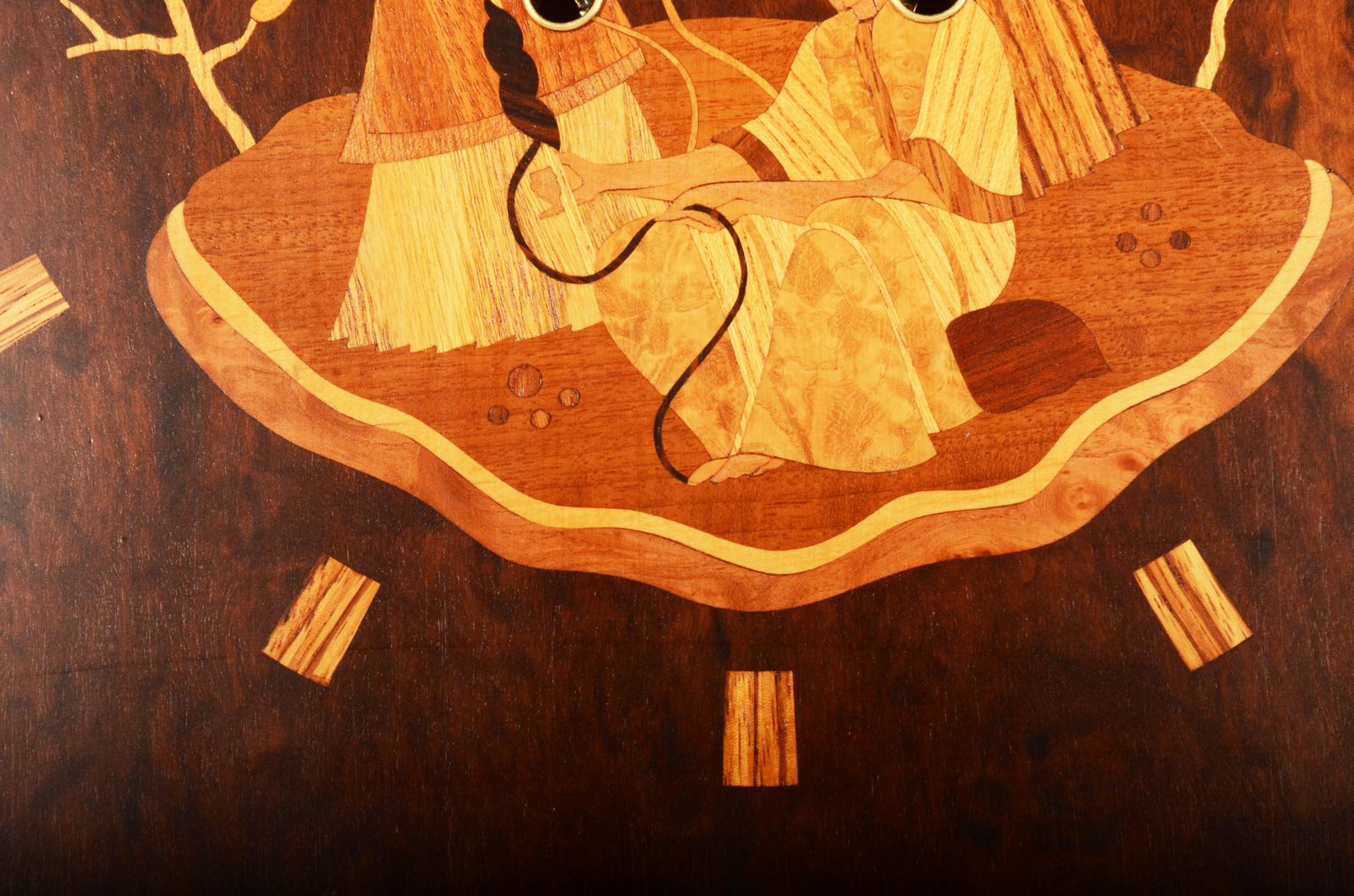 photo for sale Wall Clock By Mjolby Intarsia From The Late 1930s