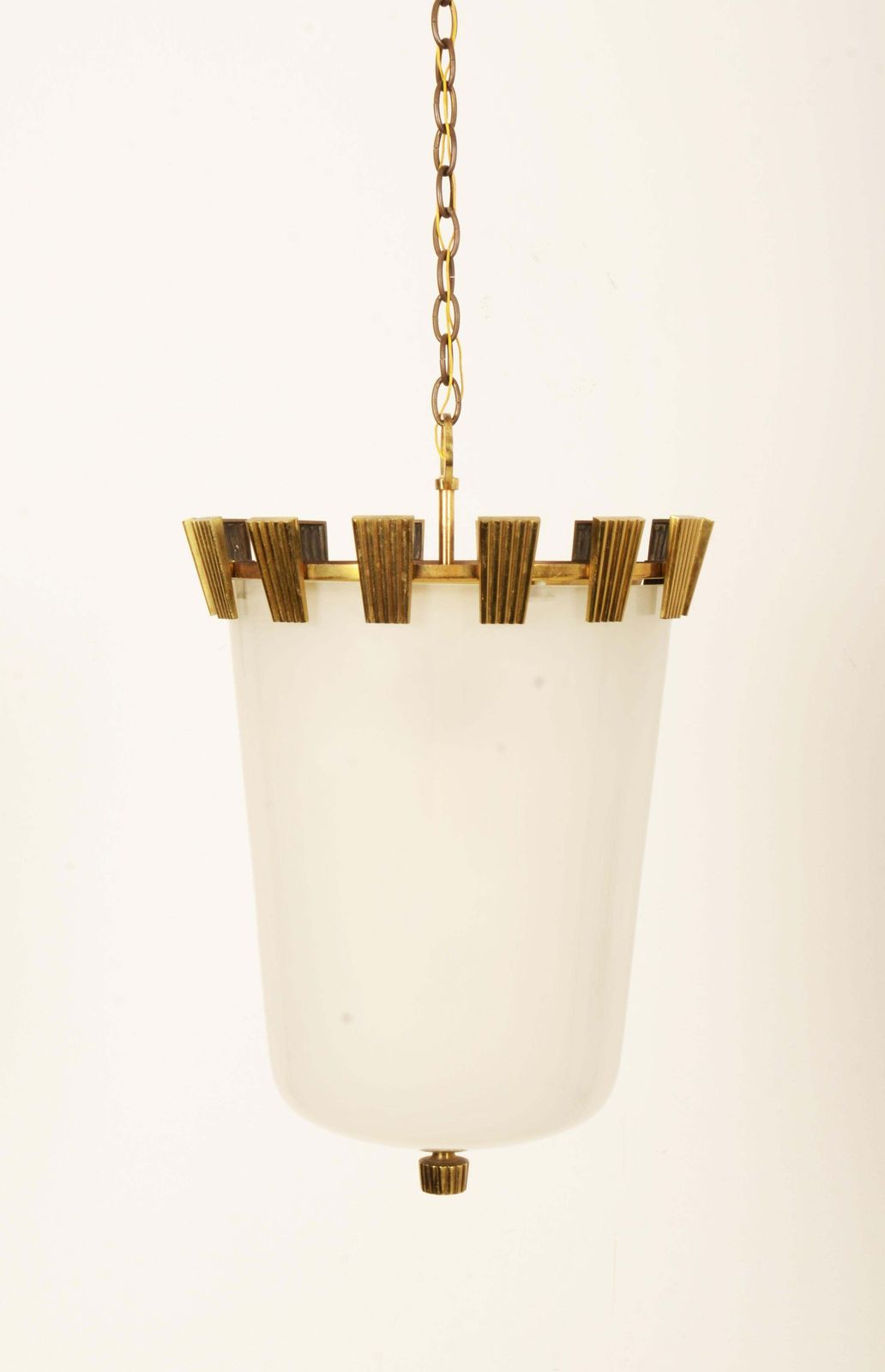 Large Brass And Opaline Glass Pendant Lamp By Oswald Haerdtl photo Lighting