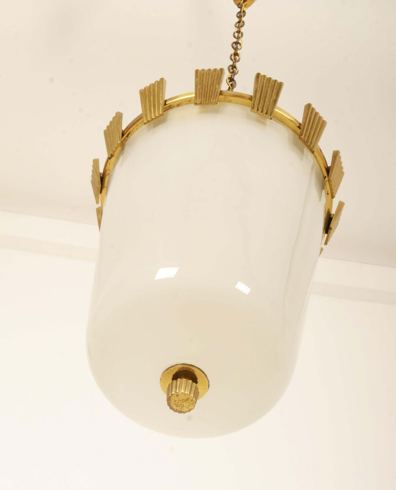 Large Brass And Opaline Glass Pendant Lamp By Oswald Haerdtl photo buy