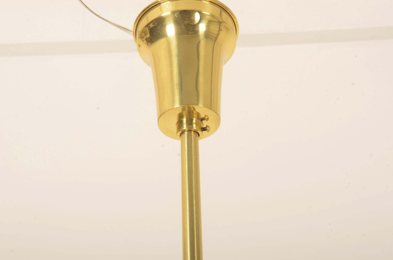 Vilhelm Lauritzen Brass And Opaline Glass Chandelier photo vintage