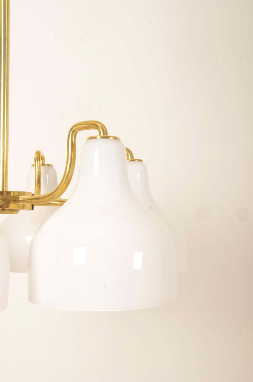 photo furniture Vilhelm Lauritzen Brass And Opaline Glass Chandelier