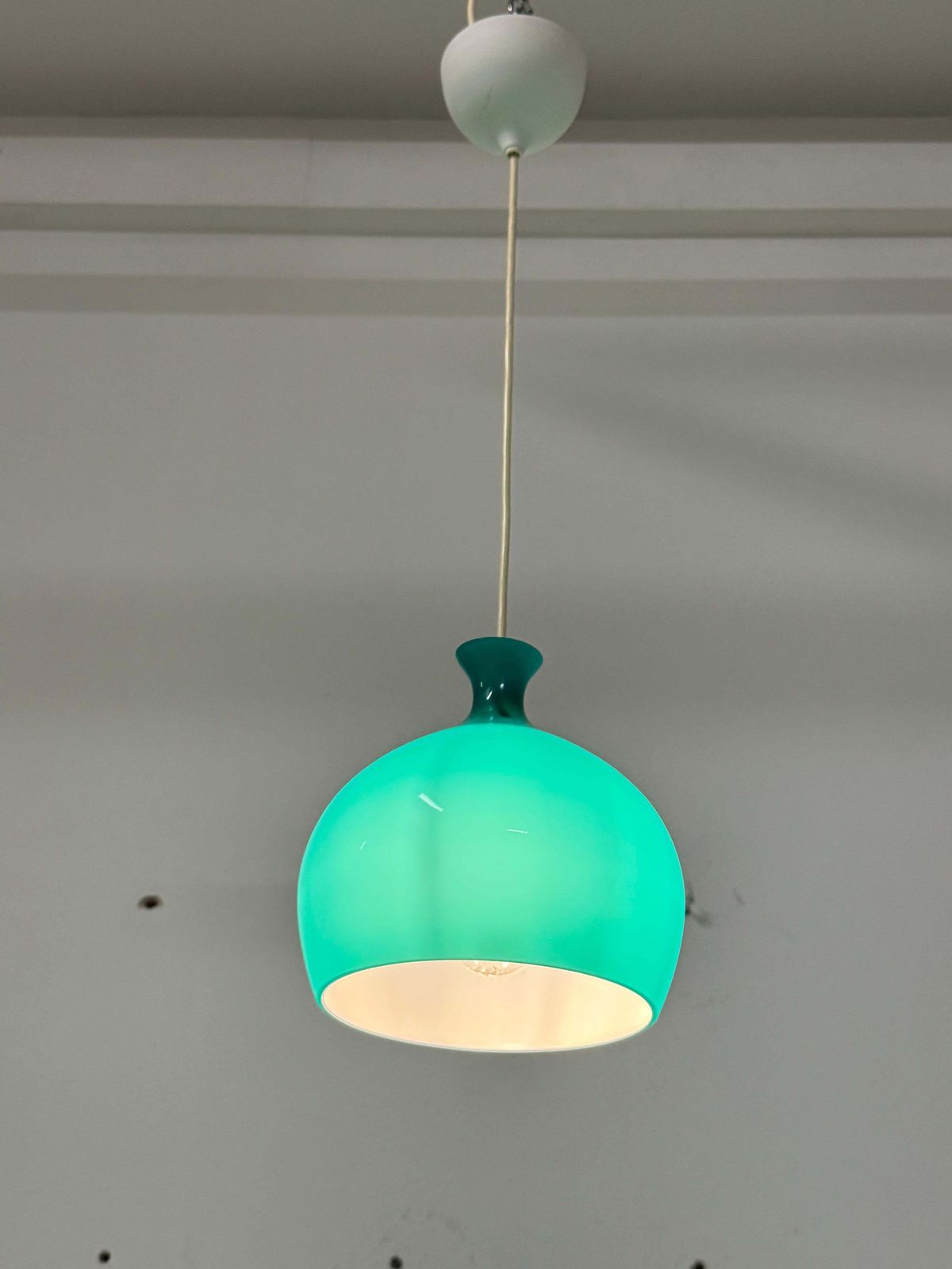 photo vinterior Rare Onion Pendants In Turquoise Glass By Helge Zimdal