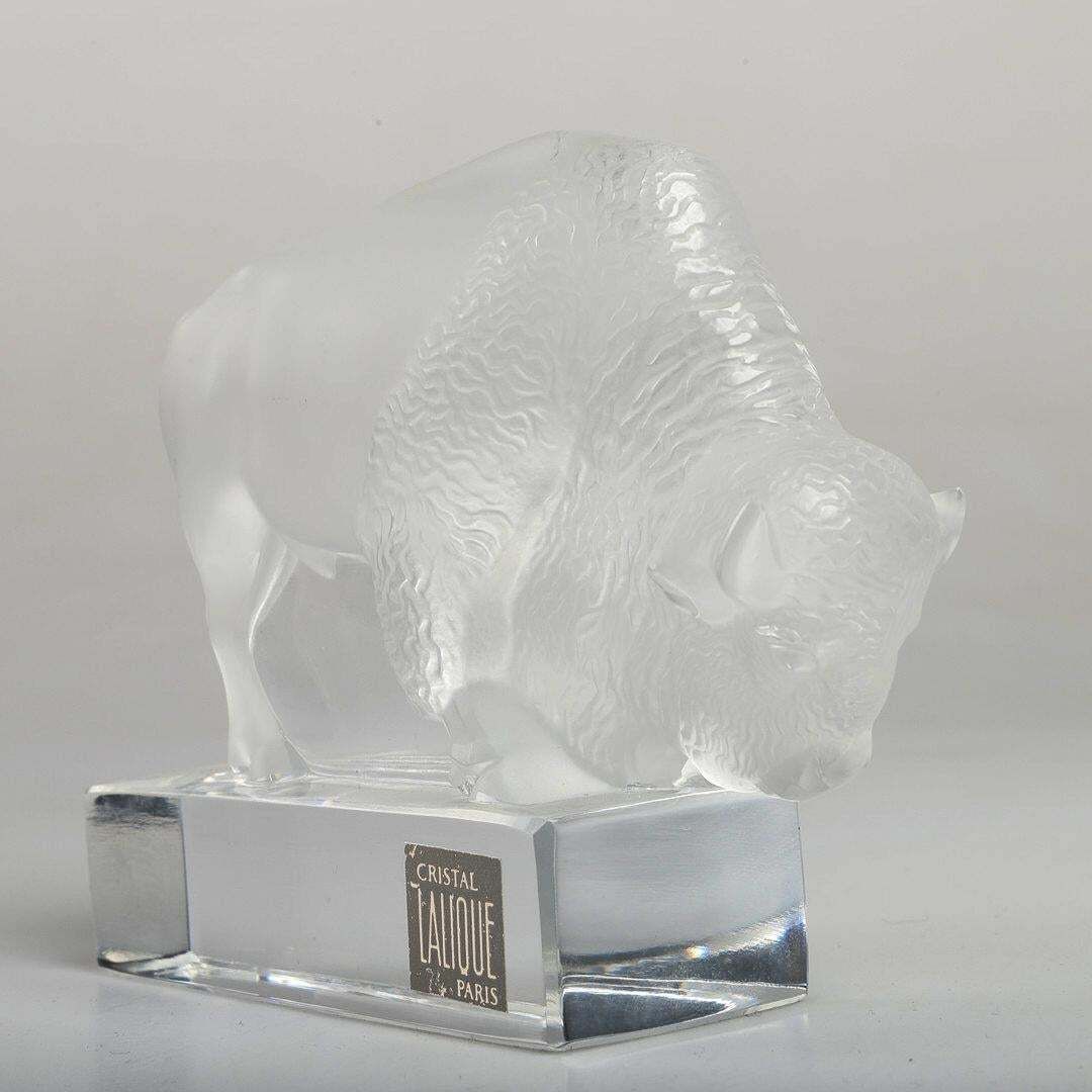Glass Sculpture Paperweight "Bison" By Lalique photo 368.0