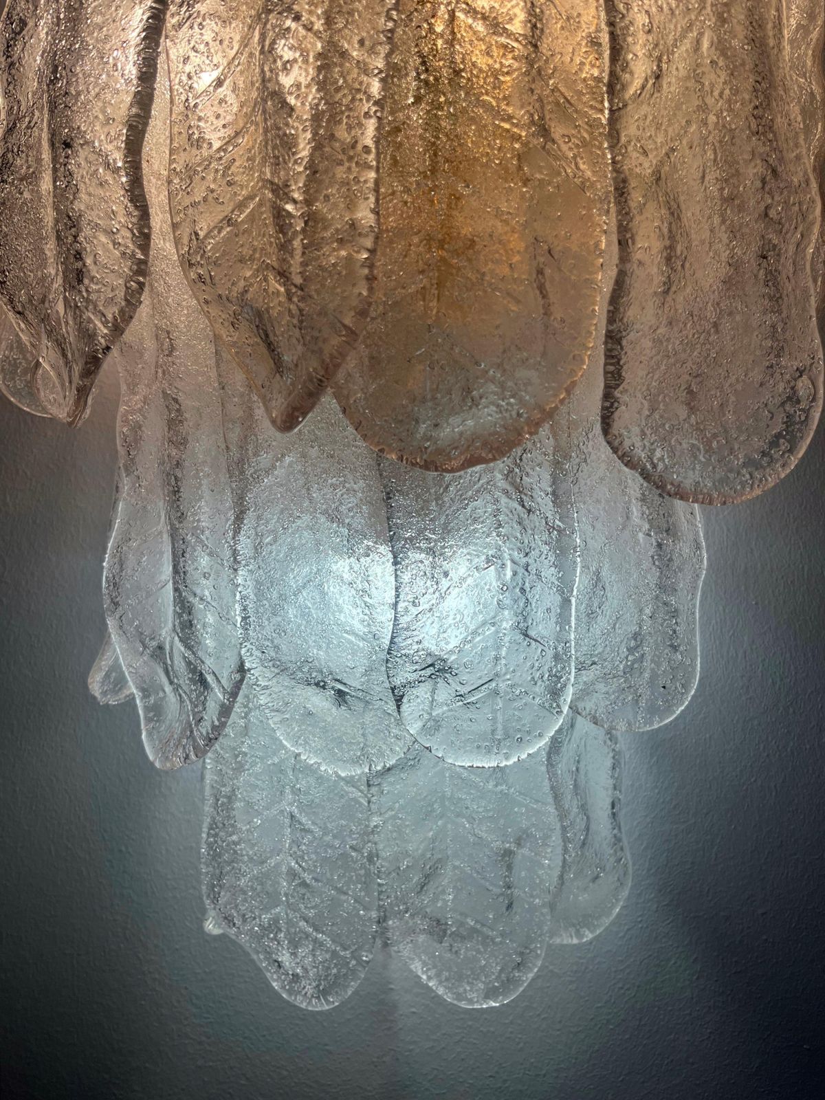 Unique Large Italian Midcenturypair Of Murano Wall Sconces By Mazzega, 1970s photo buy