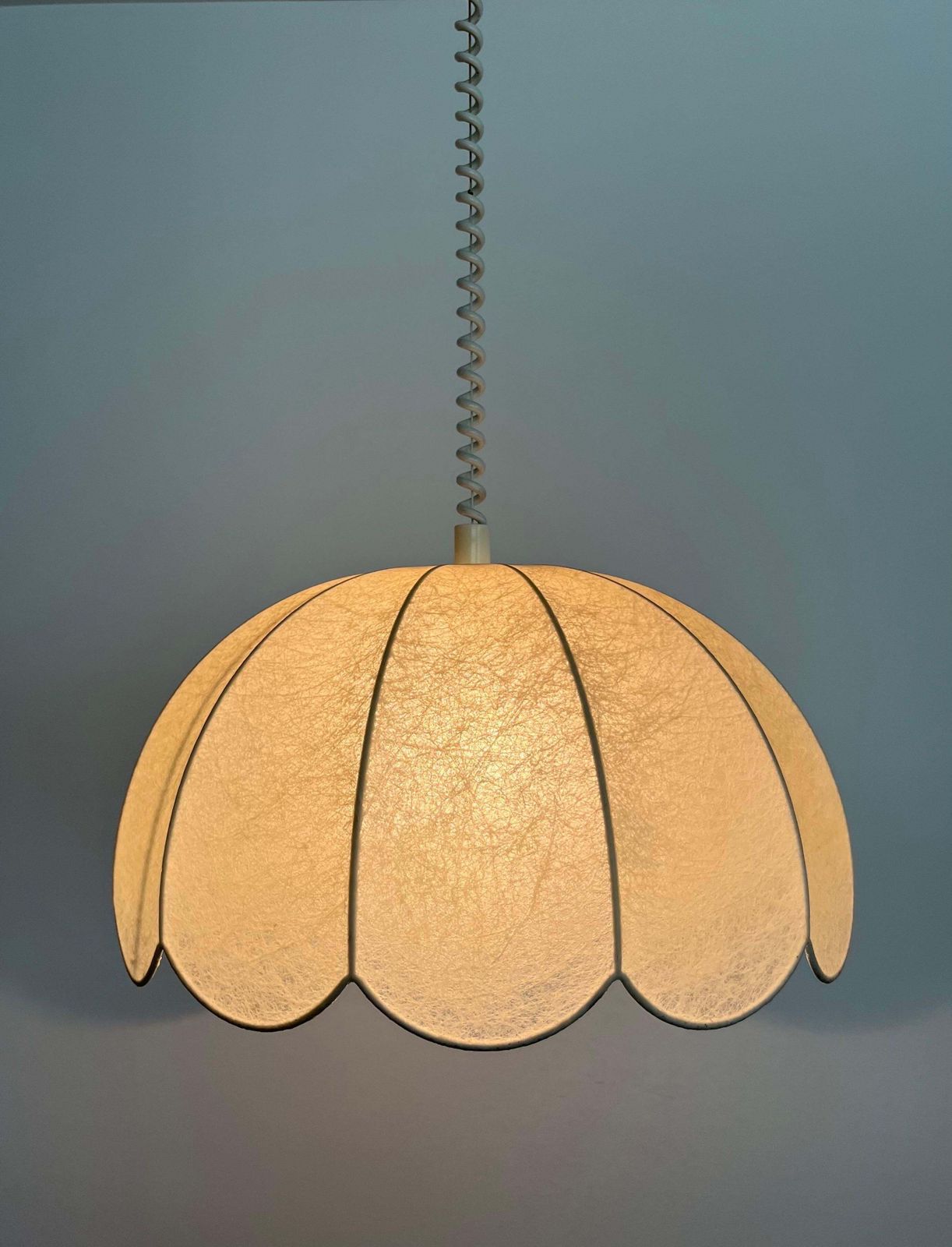 German Mid Century "Cocoon" Flower Adjustable Chandelier By Goldkant, 1970s photo for sale