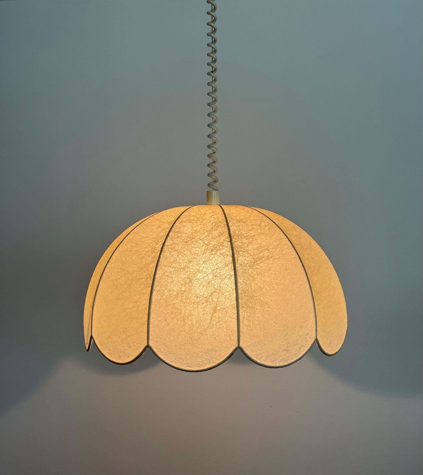 Lighting German Mid Century "Cocoon" Flower Adjustable Chandelier By Goldkant, 1970s photo