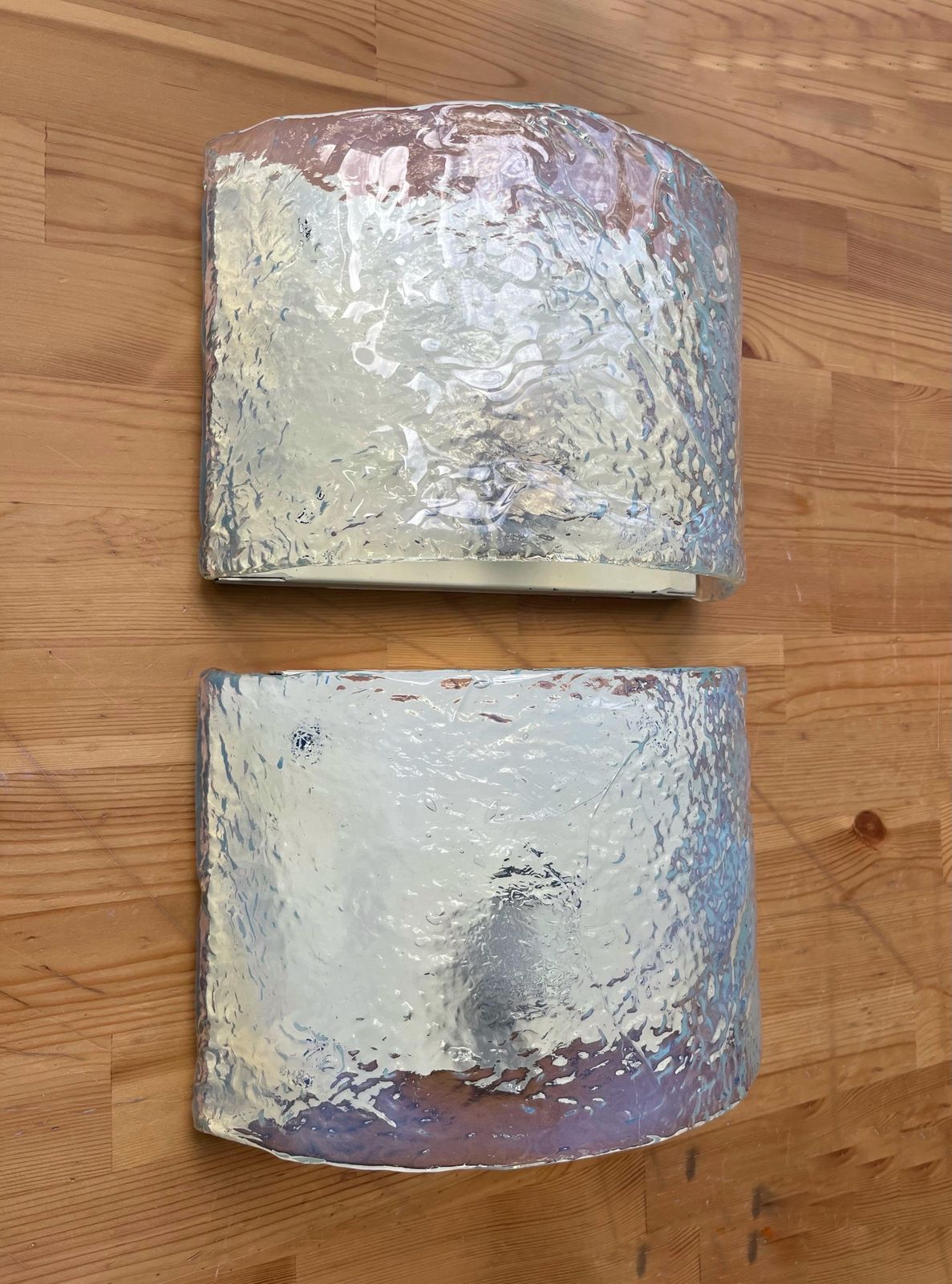 2972.0 Pair Of Italian Iridescent Murano Wall Sconces By Carlo Nason For Mazzega, 1970s photo