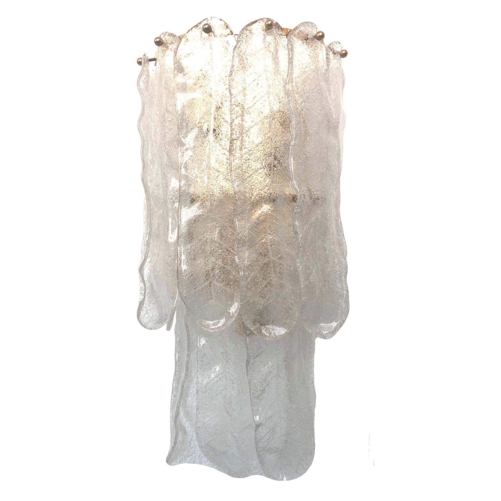 4113.0 Italian Midcentury Large Pair Of Leaf Murano Wall Sconces By Mazzega, 1970s photo