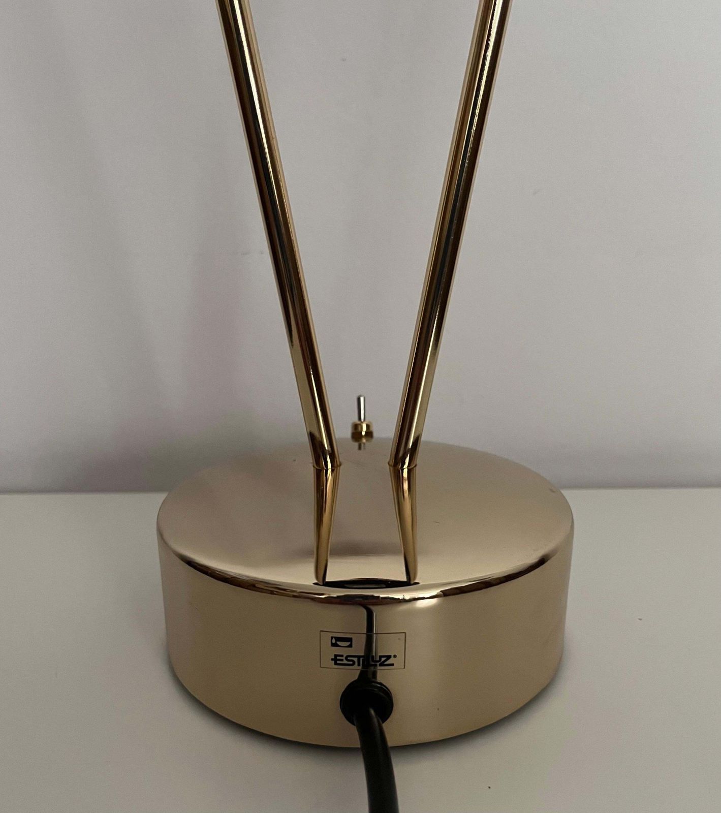 2457.0 Postmodern Pair Of Gold Table Lamps By Leonardo Marelli For Estiluz, 1980s photo