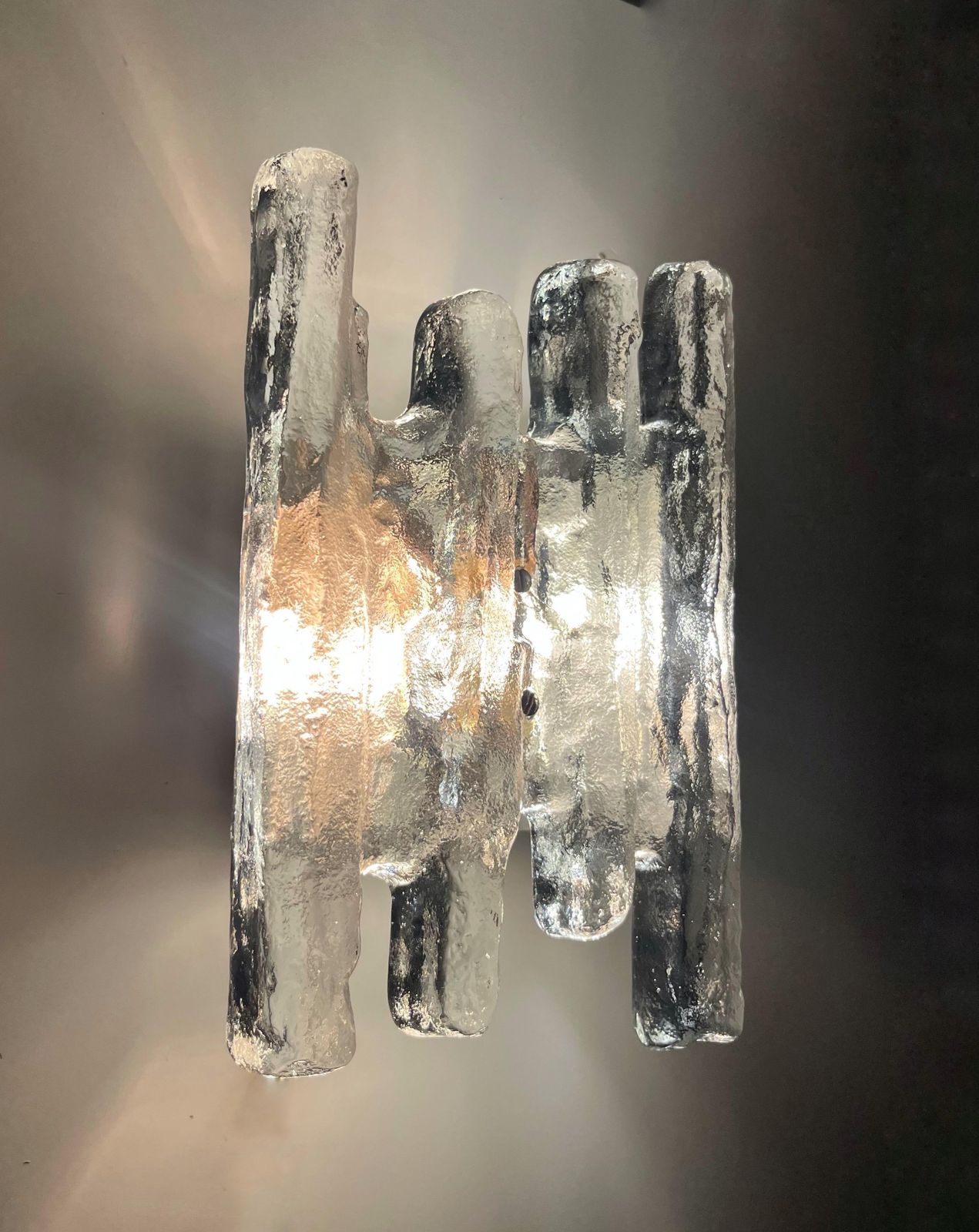 Pair Of Midcentury Austrian Murano Glass "Faun" Wall Sconces By Kalmar, 1970s photo vinterior
