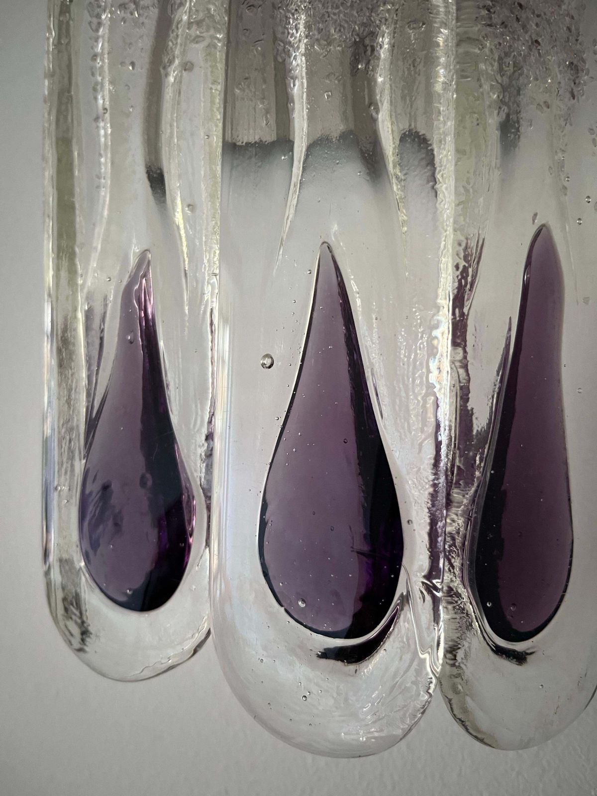 Italian Mid Century Lilac Murano Glass Wall Sconce By Mazzega, 1970s photo vintage