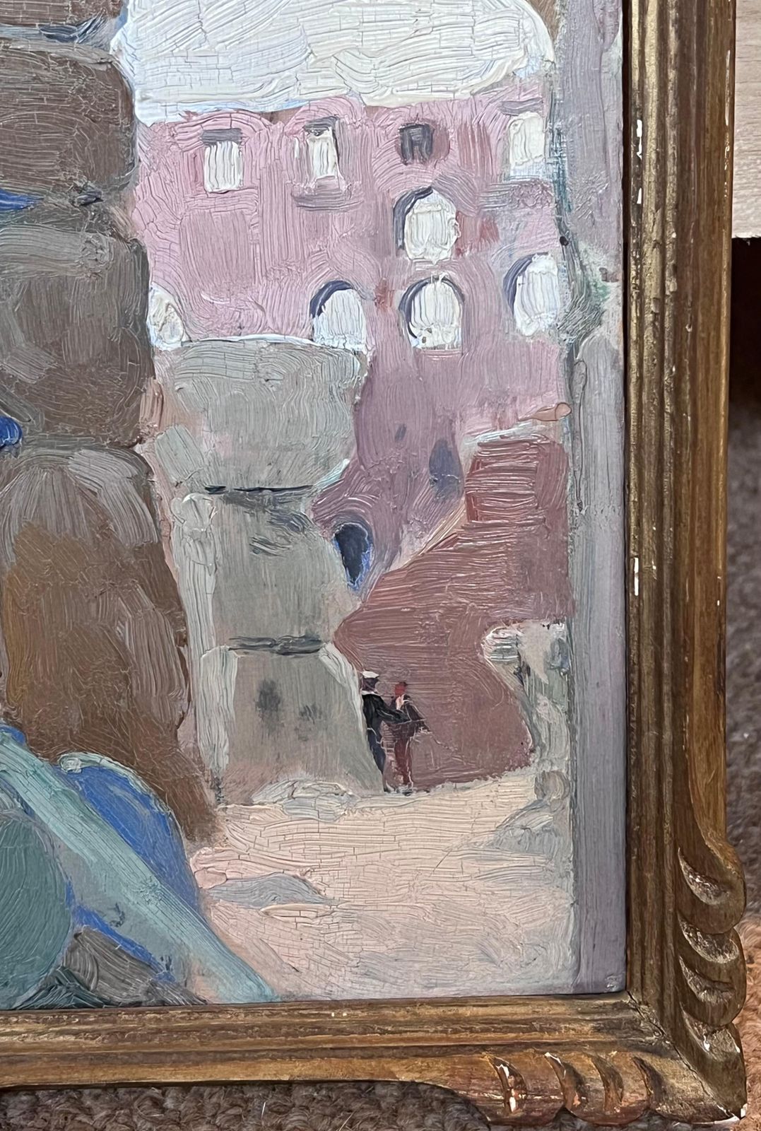 Etienne Auguste Krier Fine 1900's French Impressionist Oil Painting Travellers Admiring Ancient Ruins photo 760.0