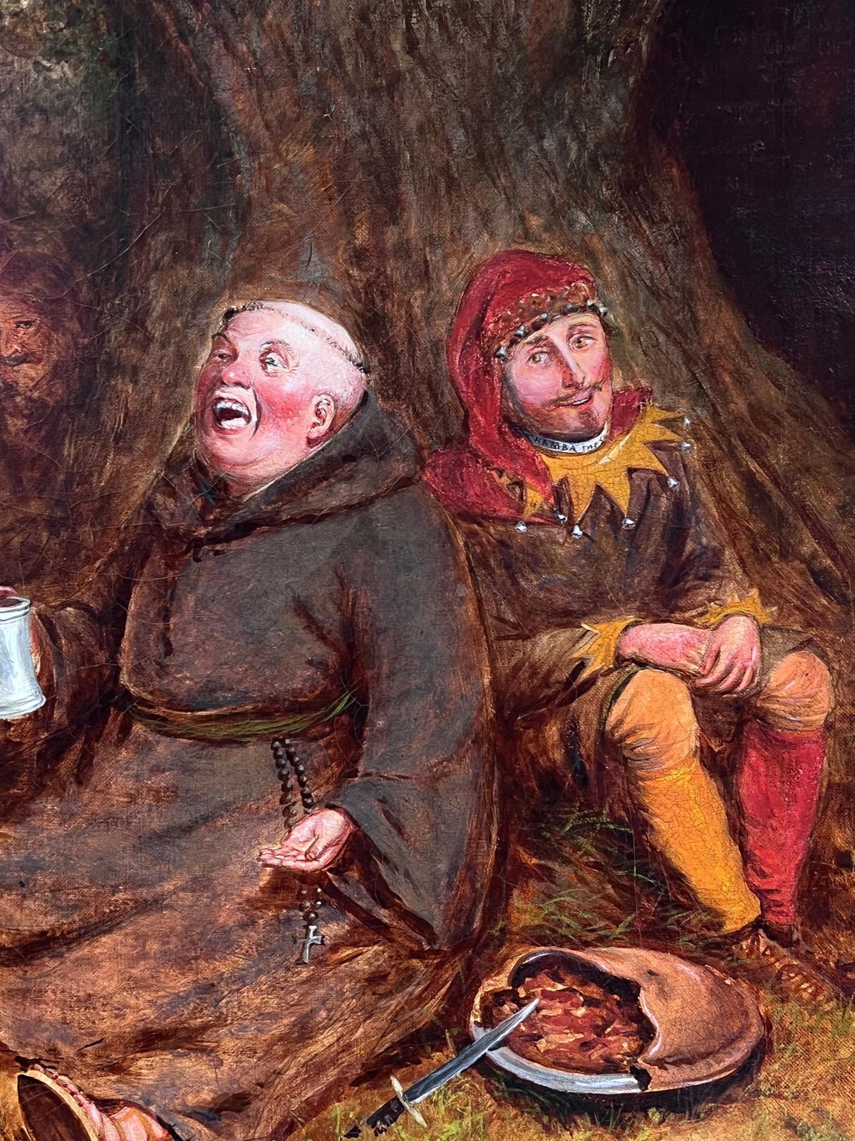 English Victorian Oil Large 19th Century English Victorian Oil Painting Robin Hood & Merry Men photo vinterior