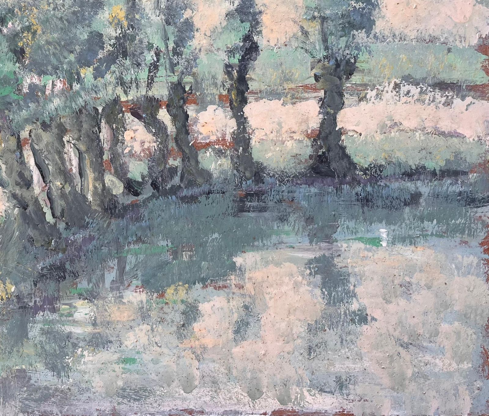 Fanch Lel French Countryside Oil Painting With Windmill Pond And Cottages photo 550.0