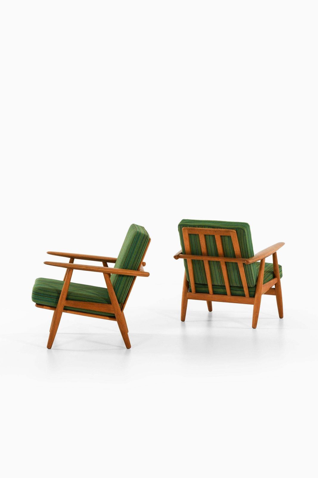 Easy Chairs In Oak With Original Fabric By Hans Wegner, 1950's photo for sale