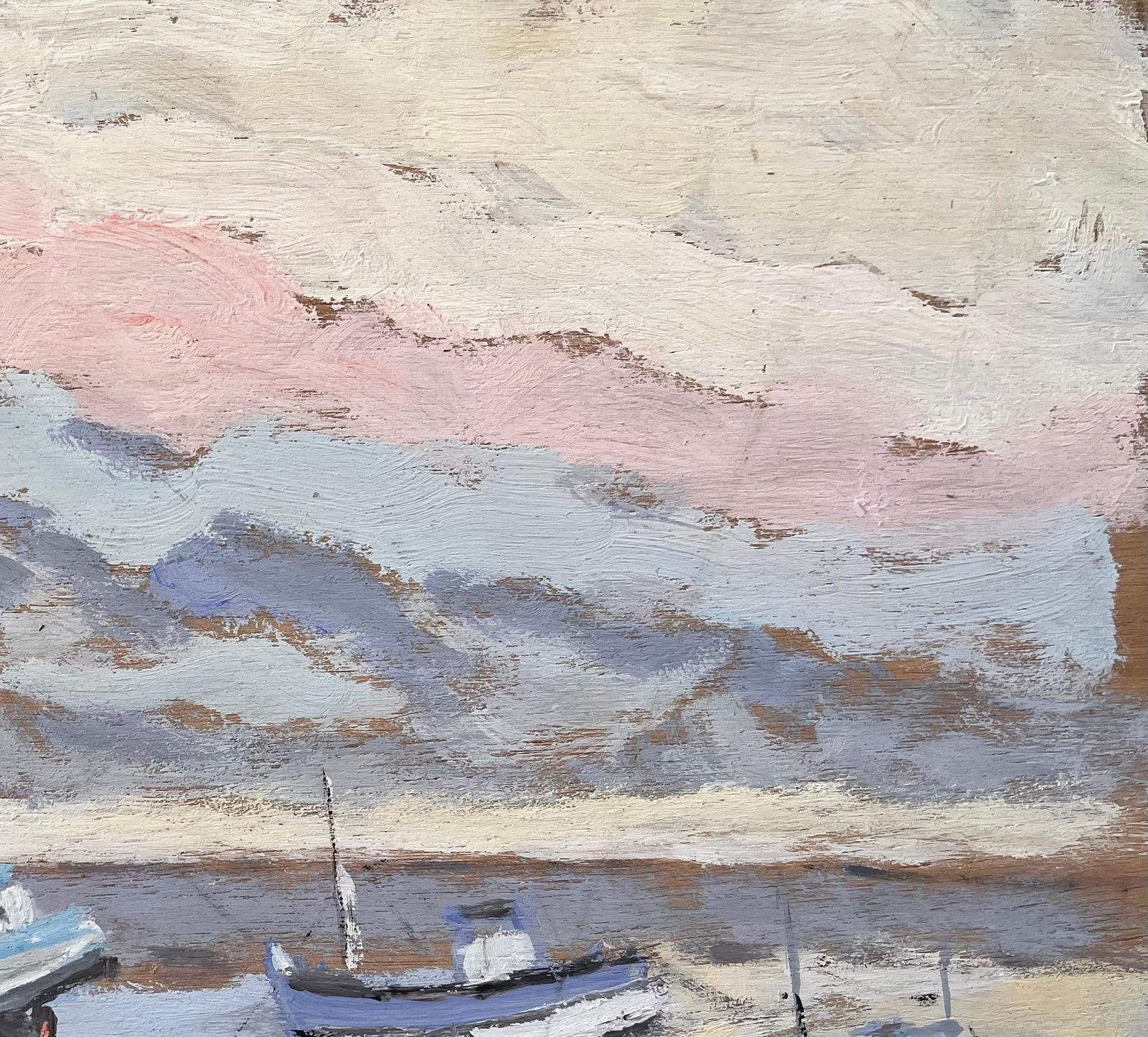 Fanch Lel Coastal Church And Fishing Boats In Morning Light With Pink Sky 1996 photo vinterior
