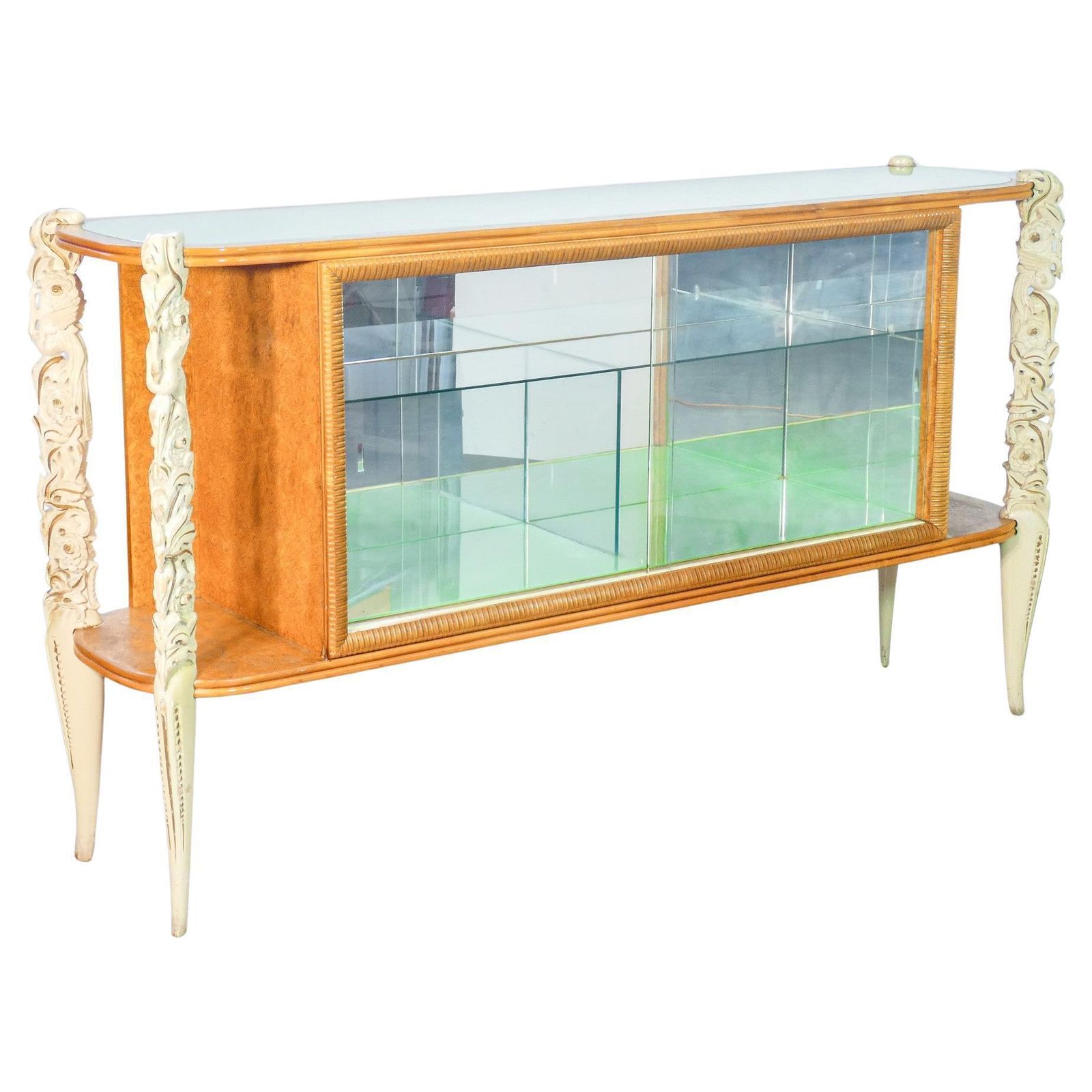 Sideboard, Display Case La Permanente Mobili Cantù, Carved Wooden Legs. 1940s