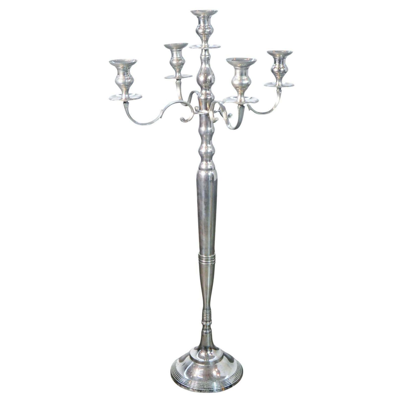 Large Floor Candelabra, Five Lumen Metal Torchiere, Louis XVI Style