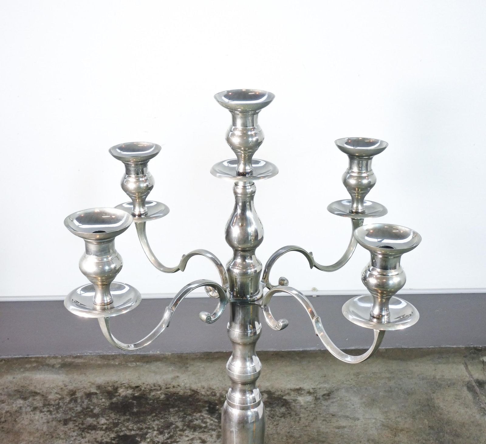 Large Floor Candelabra, Five Lumen Metal Torchiere, Louis XVI Style photo Home Decor