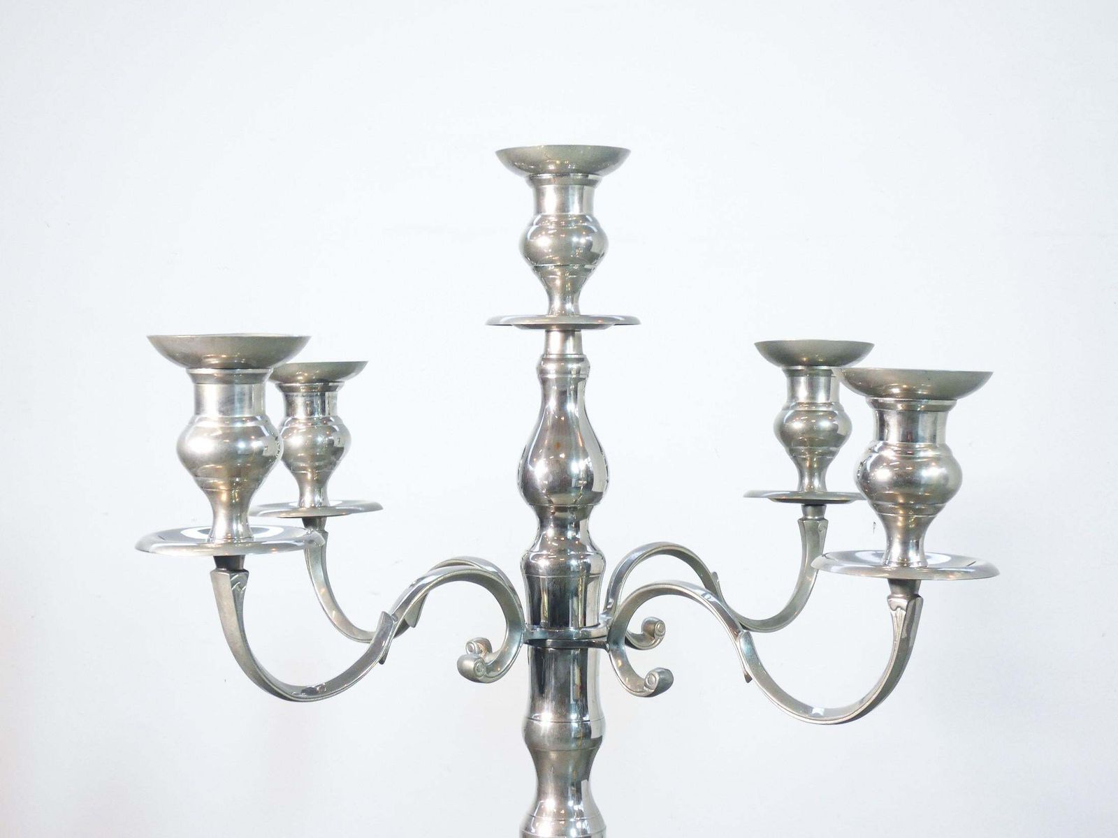 Large Floor Candelabra, Five Lumen Metal Torchiere, Louis XVI Style photo vintage