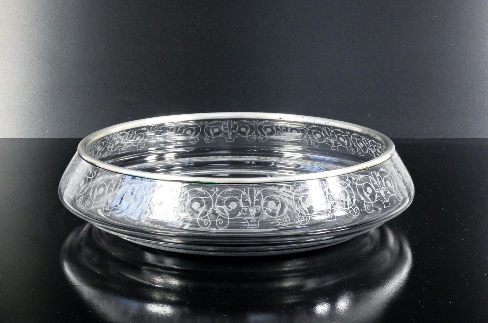 Centerpiece Vase, Fruit Bowl Baccarat Decoration Rohan Silver Rim 800 photo for sale