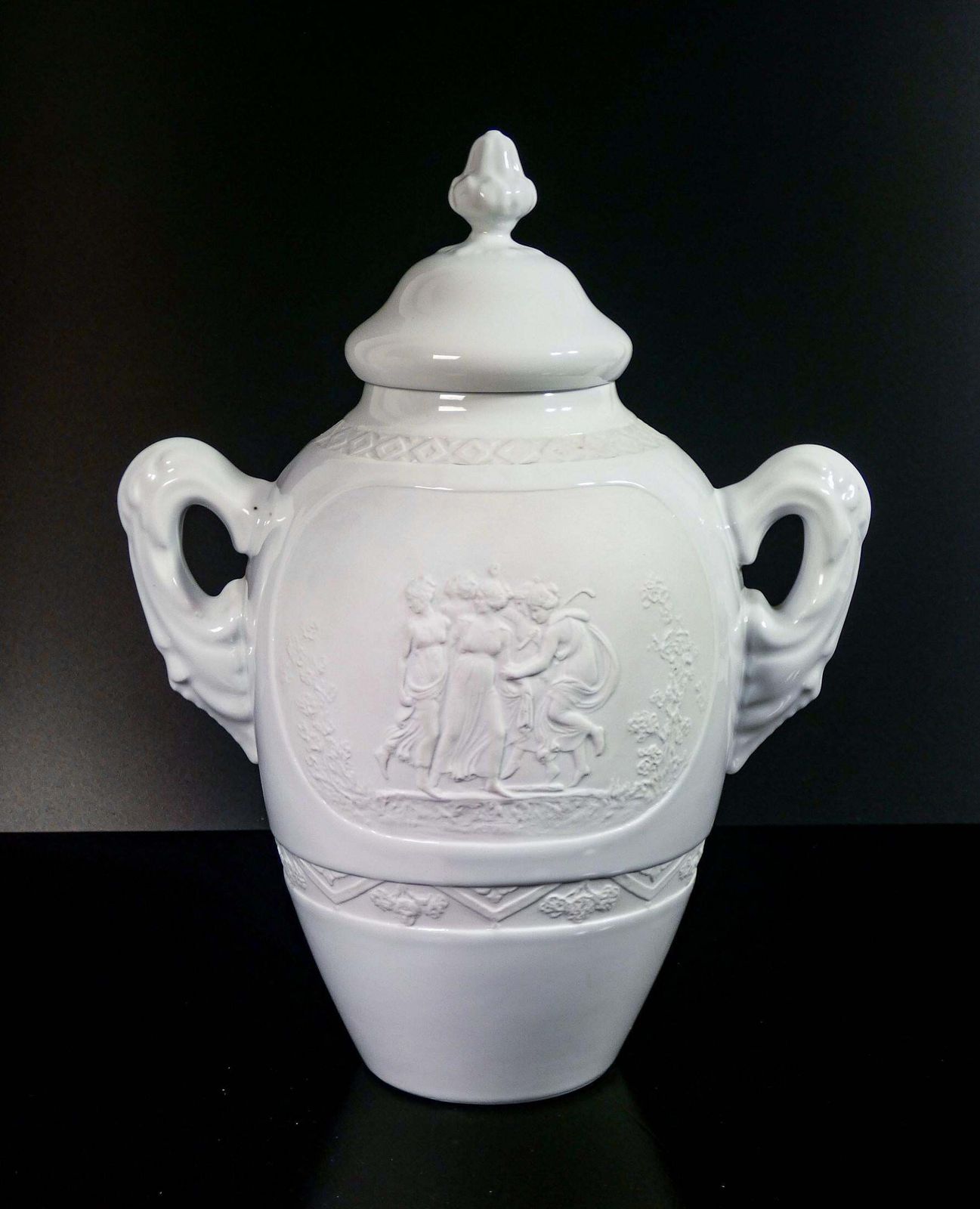 Limoges Vase Made Of Biscuit Ceramic And Enamel, With Bas Reliefs In Classical Style photo furniture