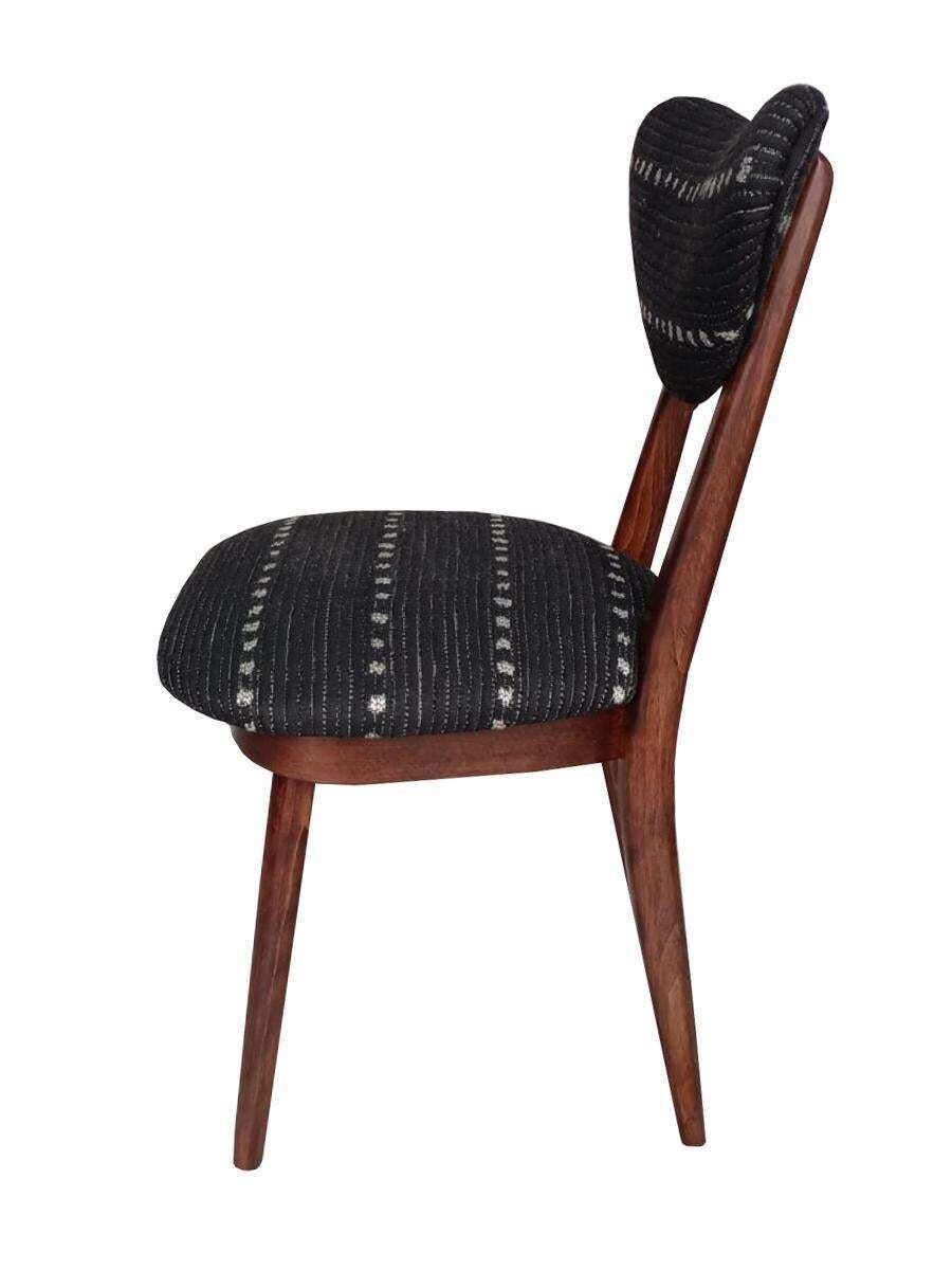 Four Mid Century Heart Chairs In Black Perennials Dotty Fabric, Europe, 1960s photo 2927.0