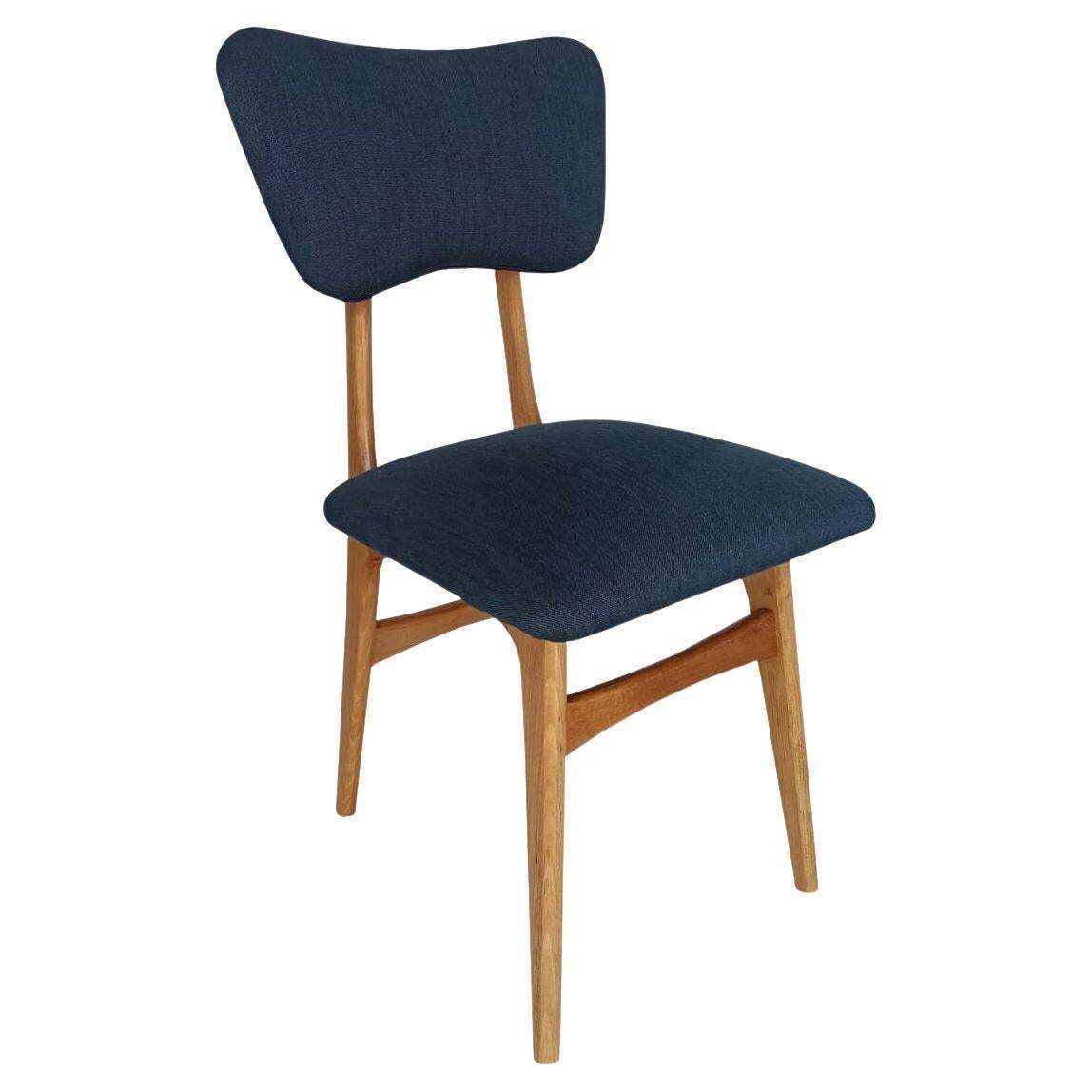 Mid Century Butterfly Chair, Indigo Pierre Frey Linnen, Eikenhout, Europa, Jaren 1960