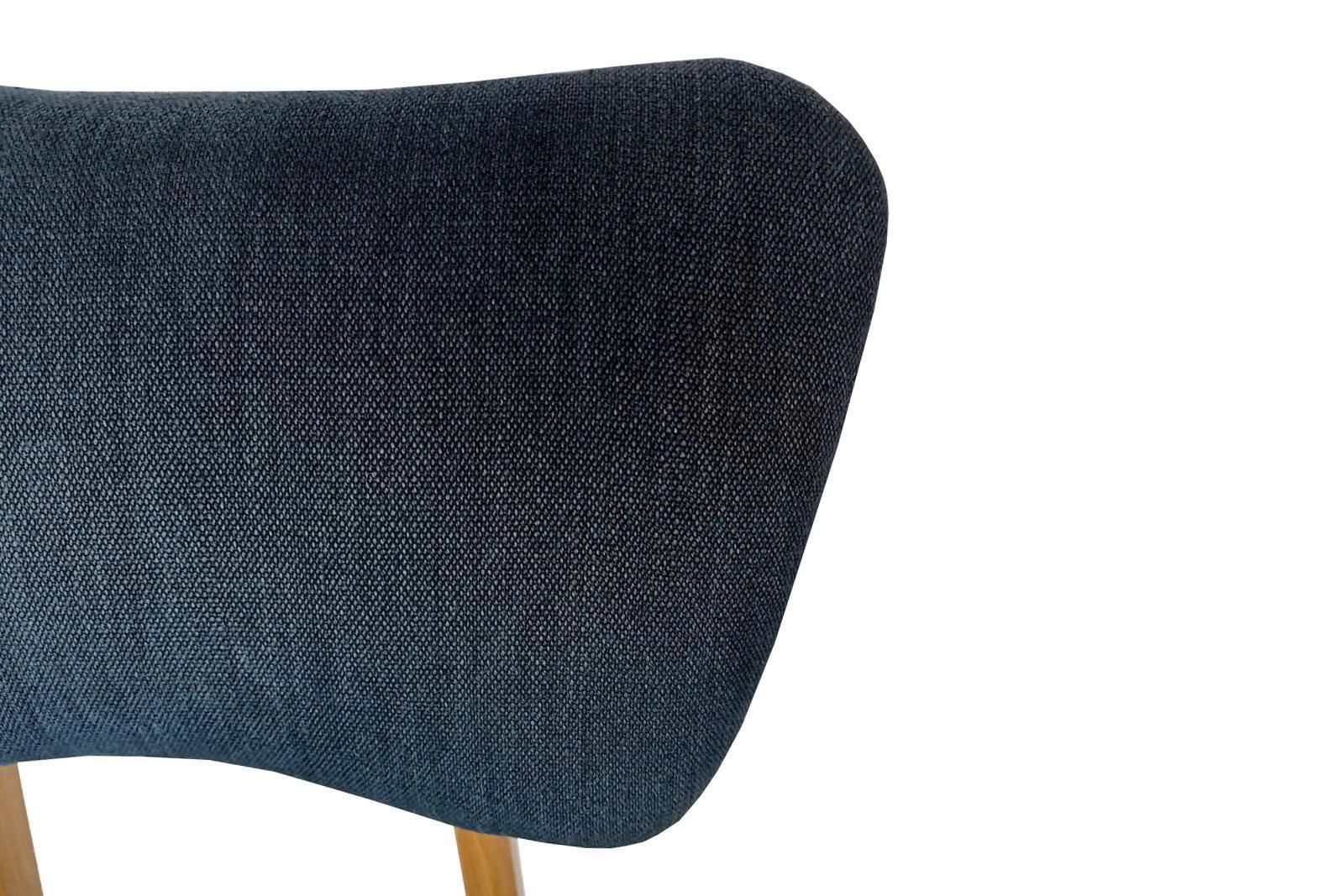 Mid Century Butterfly Chair, Indigo Pierre Frey Linen, Oak Wood, Europe, 1960s photo 826.0