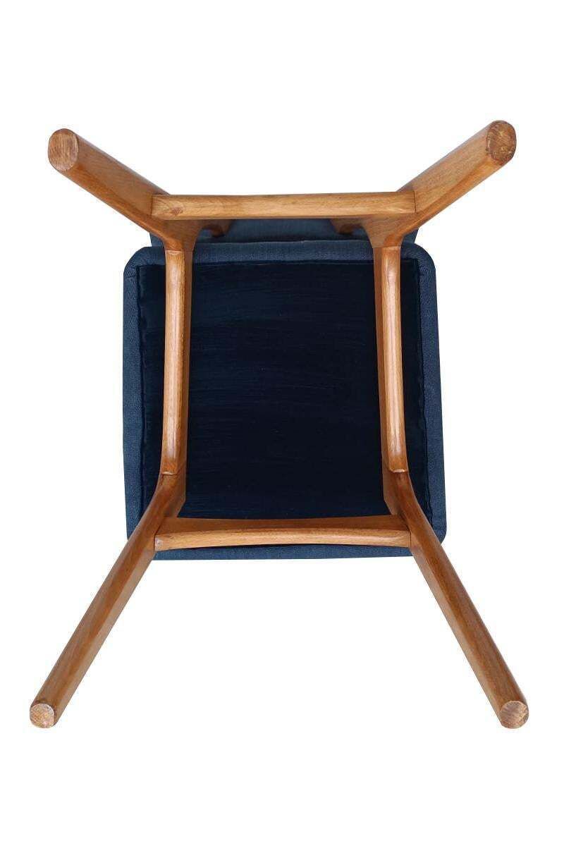 Eight Mid Century Butterfly Chairs, Indigo Pierre Frey Linen, Oak Wood, 1960 photo buy