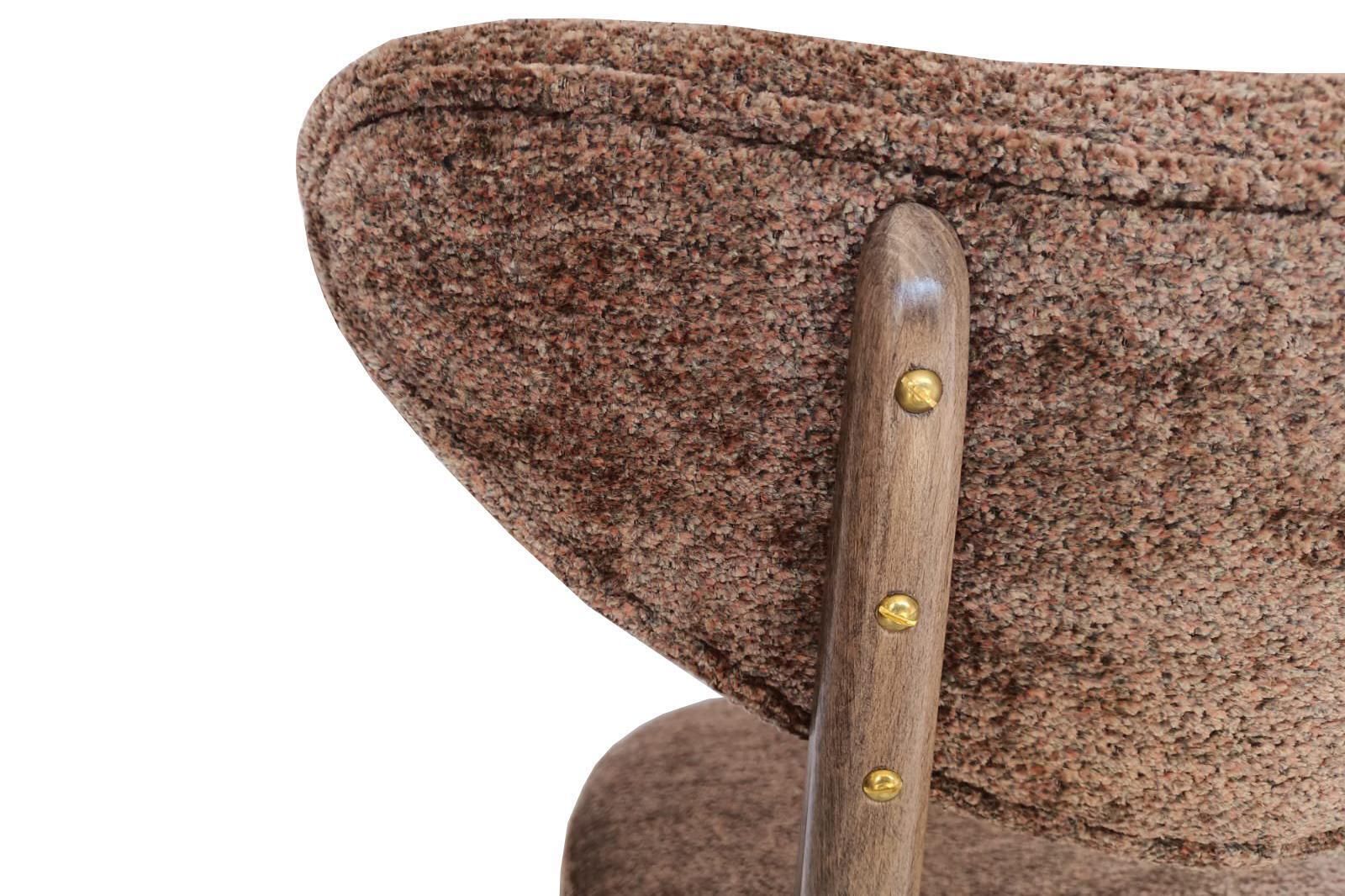 Set Van Zes Mid Century Hartstoelen In Bruin Oranje Velours, Europa, Ca. Jaren 1960 photo buy