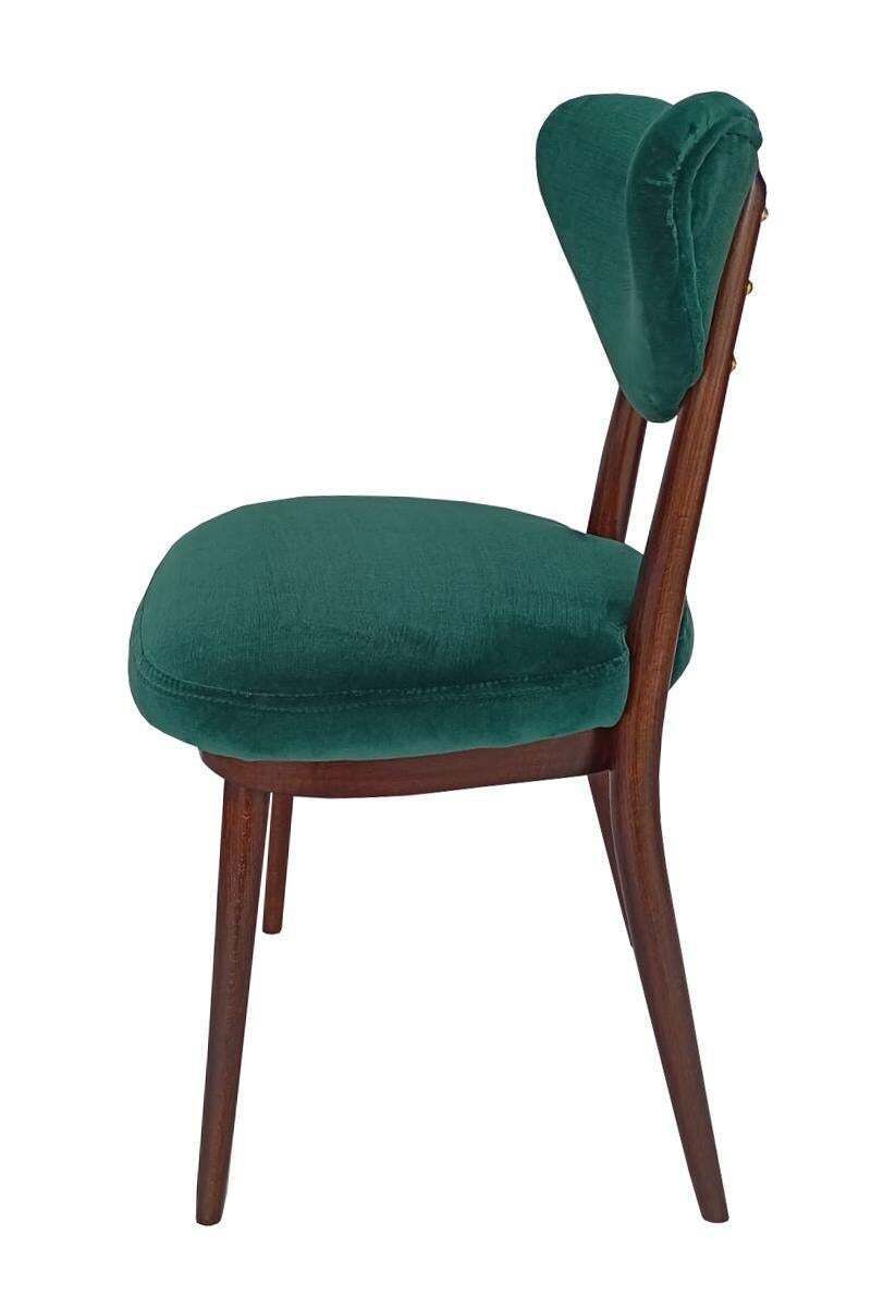 Set Of Ten Mid Century Heart Chairs, Green Cotton Velvet By Dedar, Europe, 1960s photo vintage