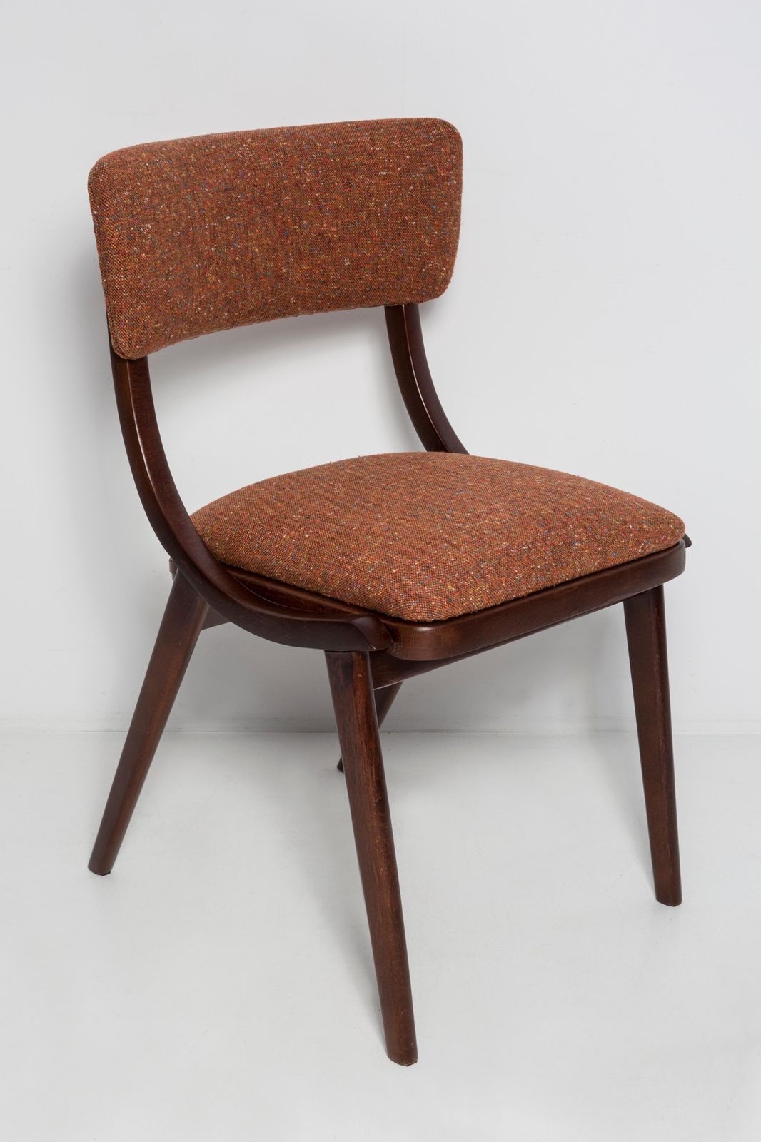 Set Van Vier Mid Century Modern Bumerang Stoelen, Oranje Mélange, Polen, Jaren 1960 photo furniture
