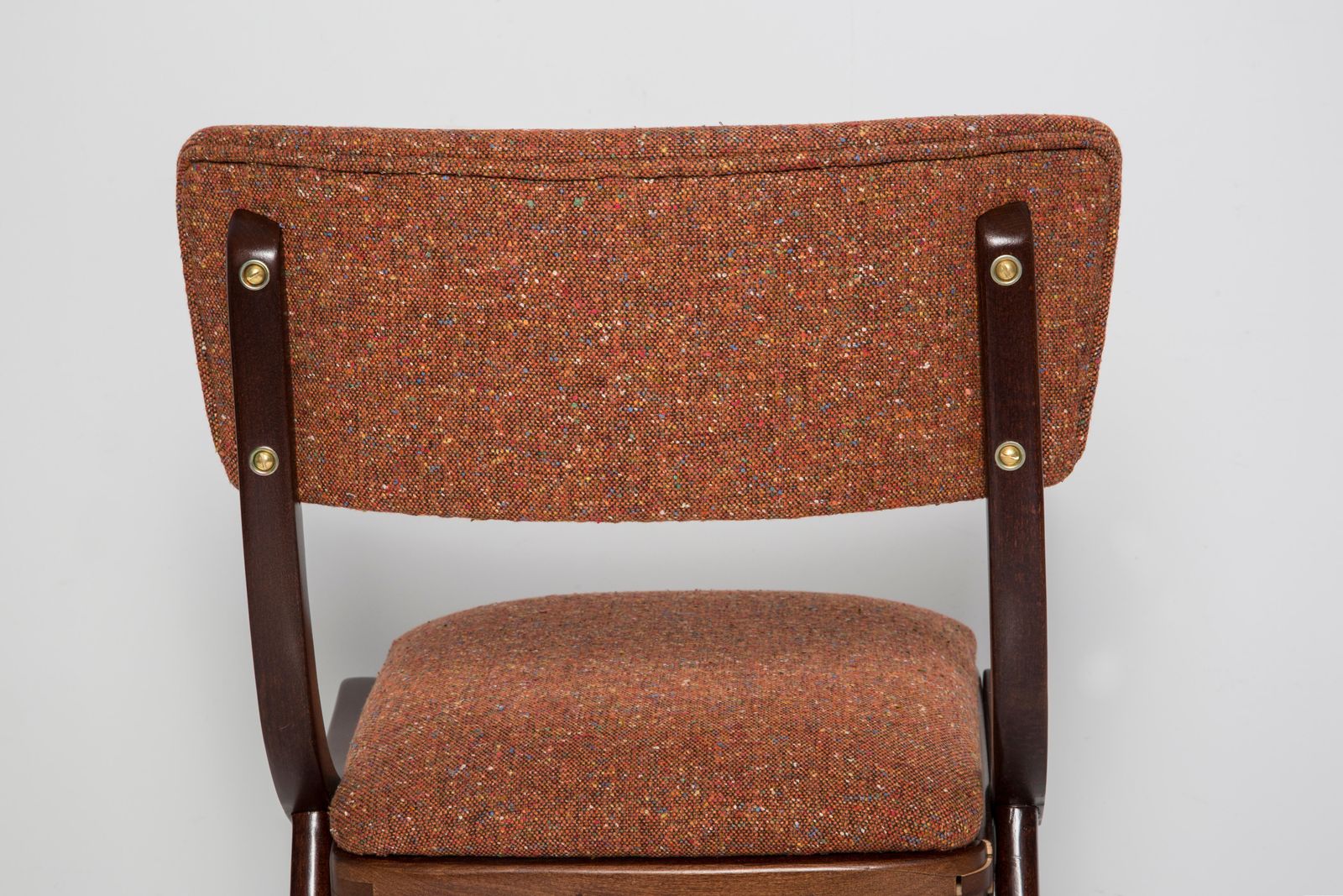 photo for sale Set Van Vier Mid Century Modern Bumerang Stoelen, Oranje Mélange, Polen, Jaren 1960