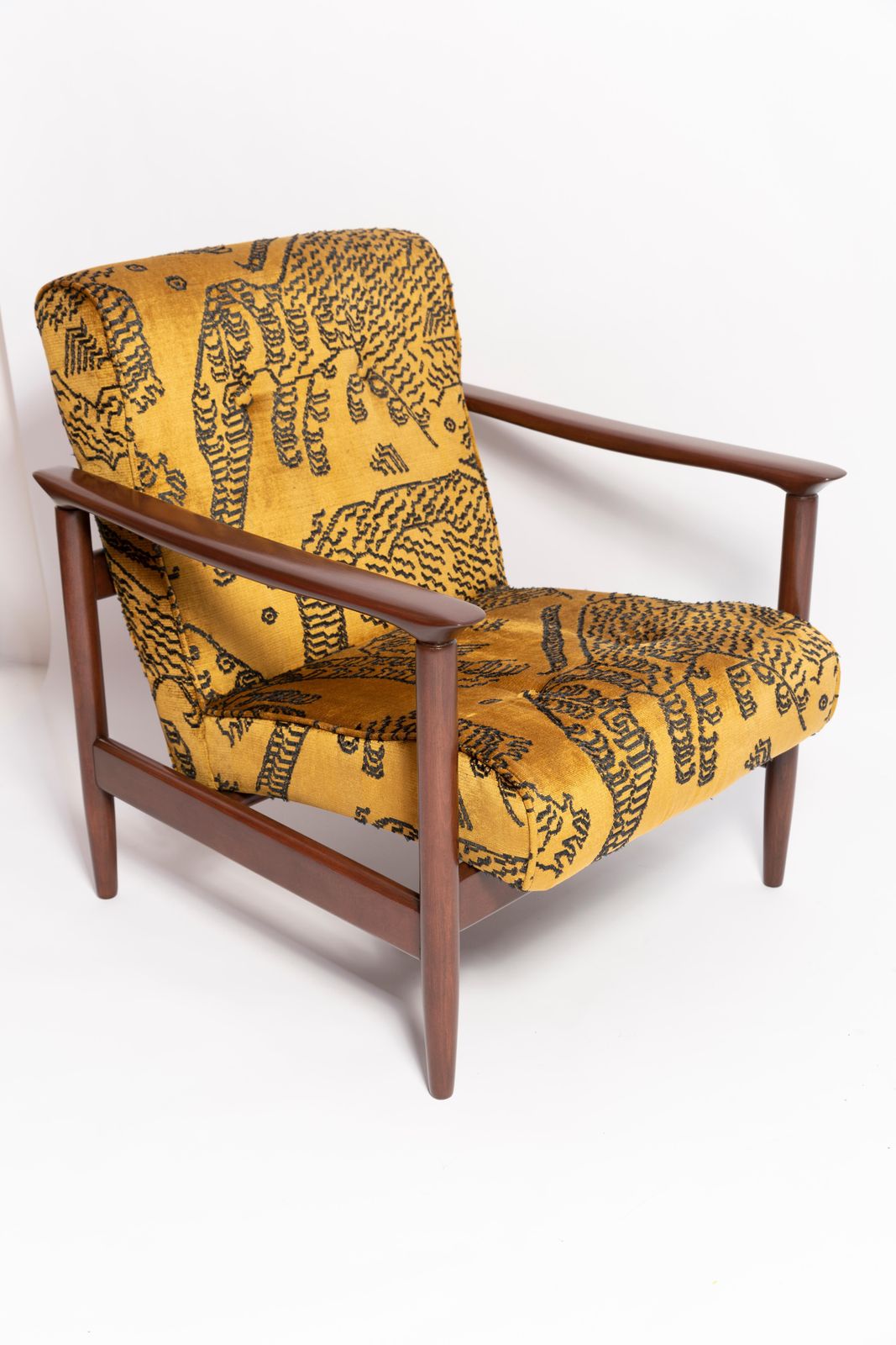 Mid Century Tiger Velvet Armchair, Gfm 142, Edmund Homa, Europe, 1960s photo vintage