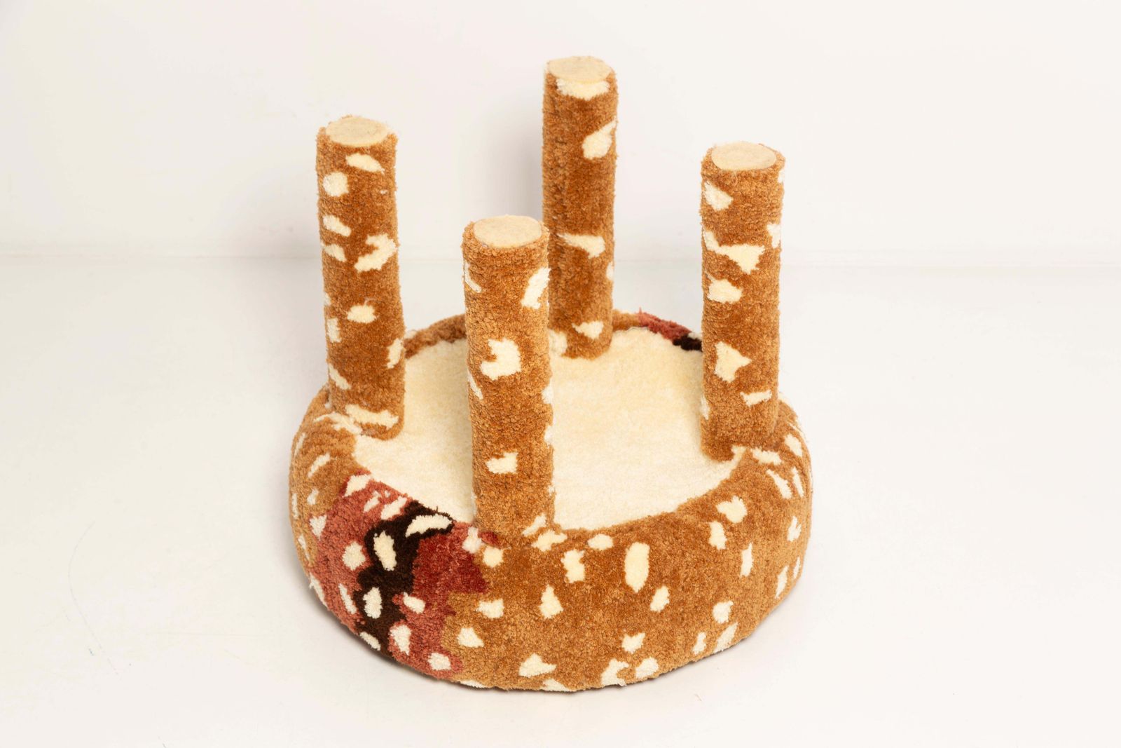 photo furniture Set Of Mid Century Hand Tufting Roe Deer Bambi Wool Chair And Stool, Europe