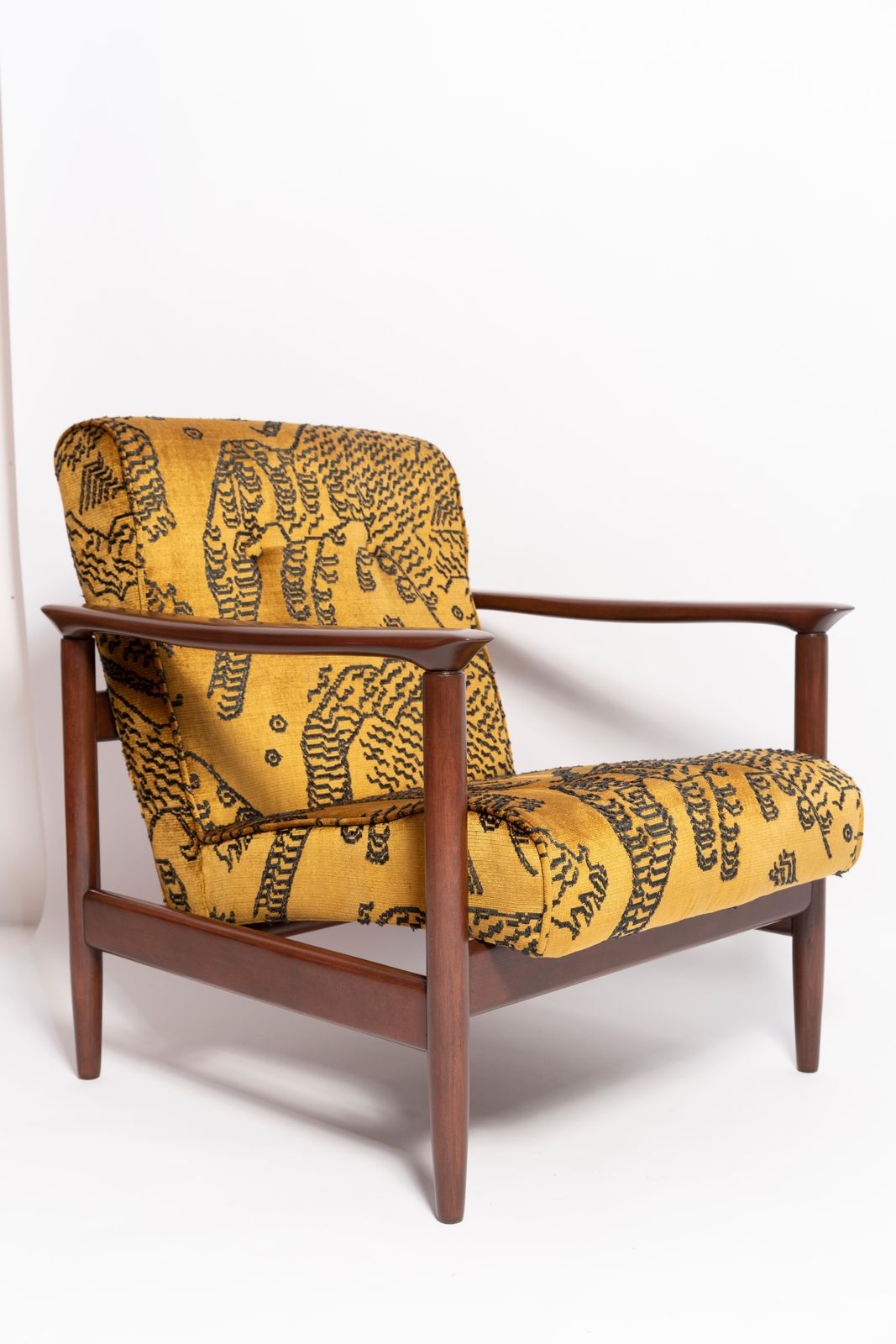 Pair Of Midcentury Tiger Velvet Armchairs, Gfm 142, Edmund Homa, Europe, 1960s photo for sale
