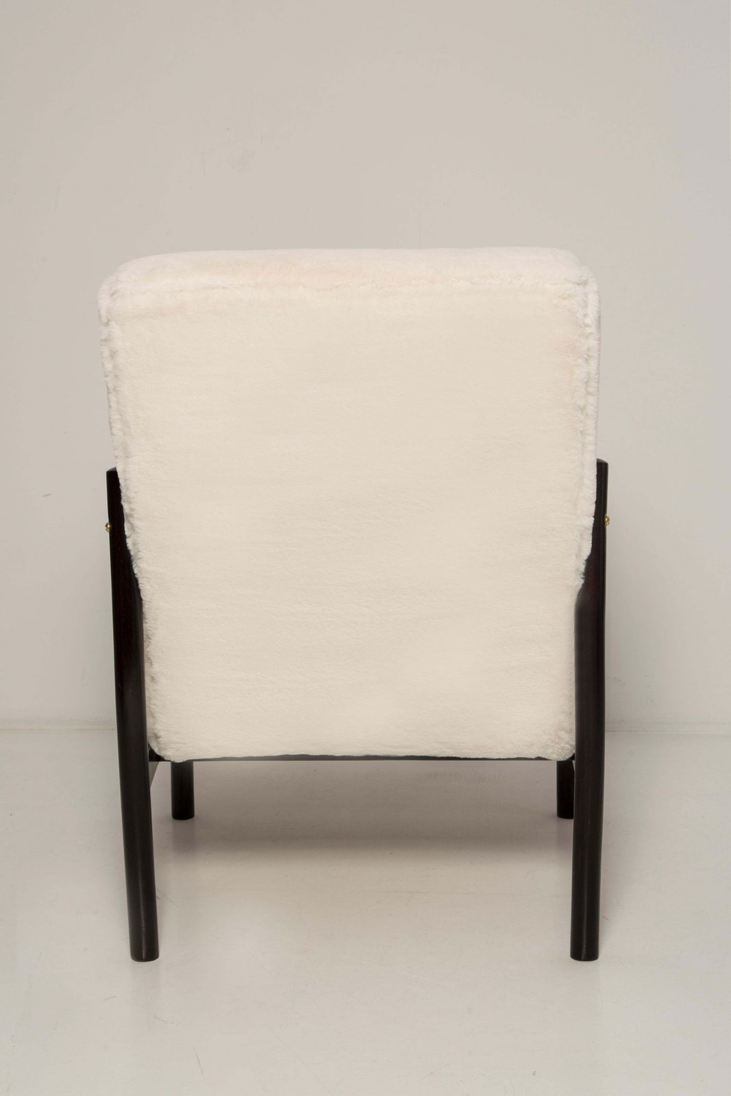 Pair Of Mid 20th Century Vintage Armchairs, White Faux Rabbit Fur, Europe, 1960s photo buy