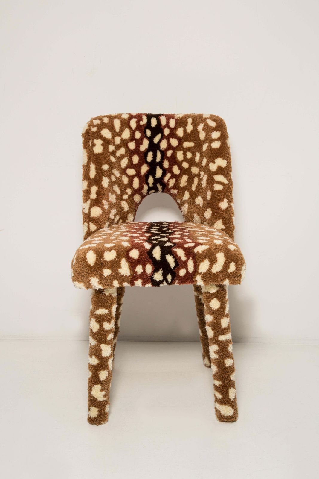 Set Of 4 Mid Century Hand Tufting Roe Deer Bambi Wool Shell Chairs, Europe 1960s photo for sale