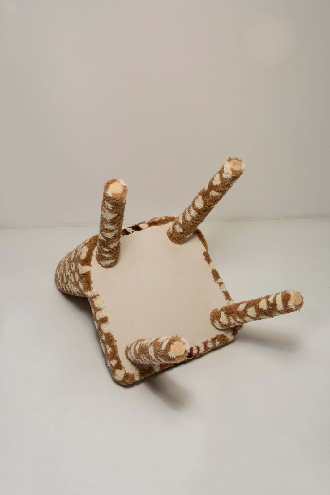 photo furniture Set Of 4 Mid Century Hand Tufting Roe Deer Bambi Wool Shell Chairs, Europe 1960s