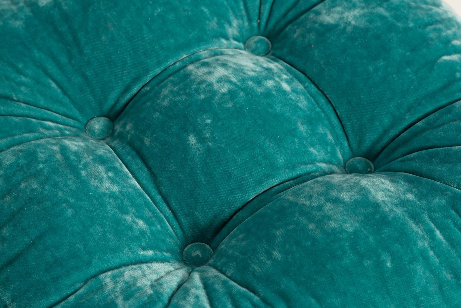 Mid Century Bench Stool, Turquoise Blue Dedar Plushy Velvet, Bauhaus, 1970s photo vintage
