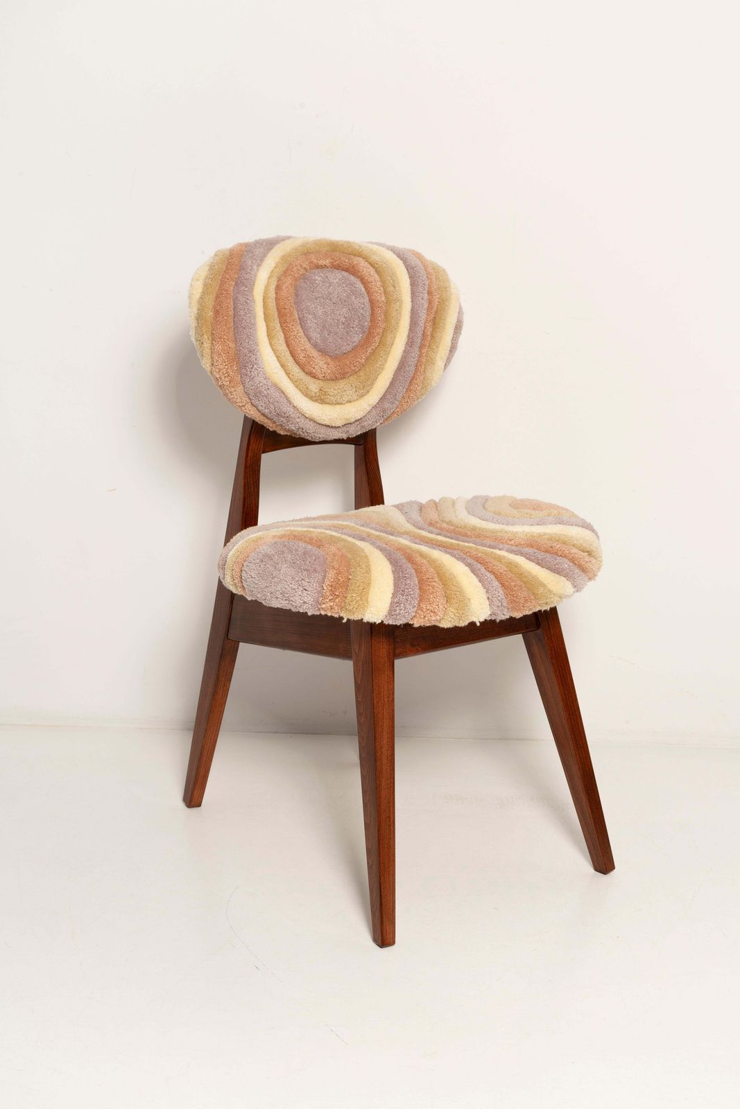 Set Of Eight Mid Century Mushroom Chairs, Hand Tufting Beige Wool, Europe, 1960s photo furniture